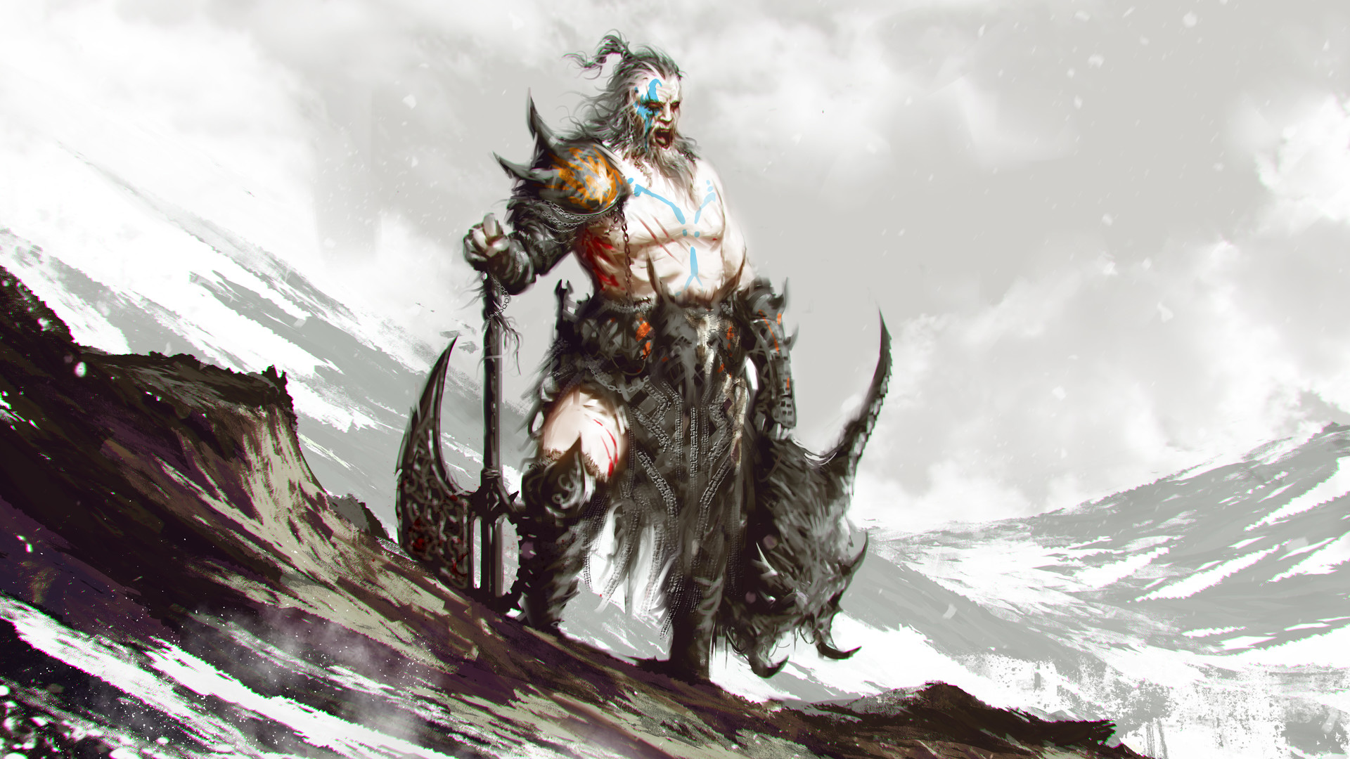 Axe Barbarian Diablo Iii Diablo Iii Mountain Warrior 1920x1080