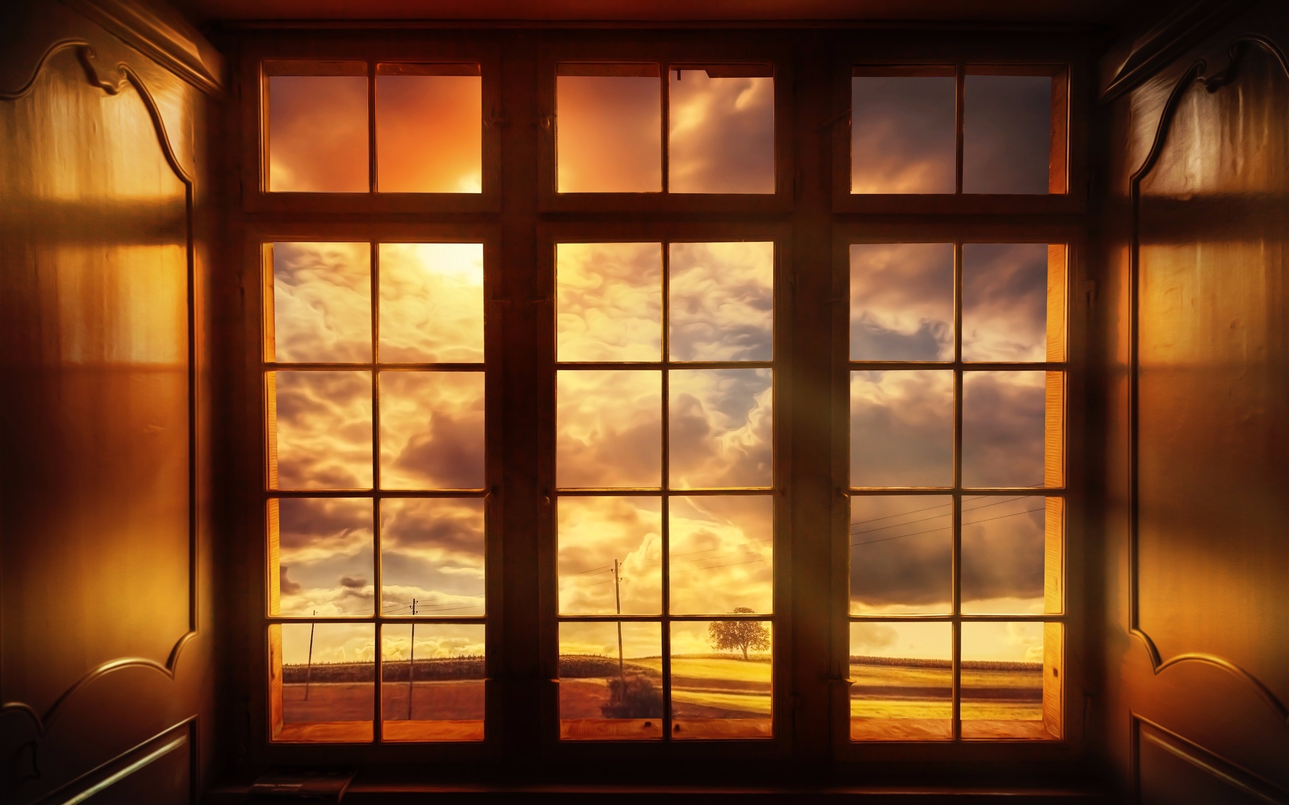 Artistic Cloud Sunset Window 2560x1600
