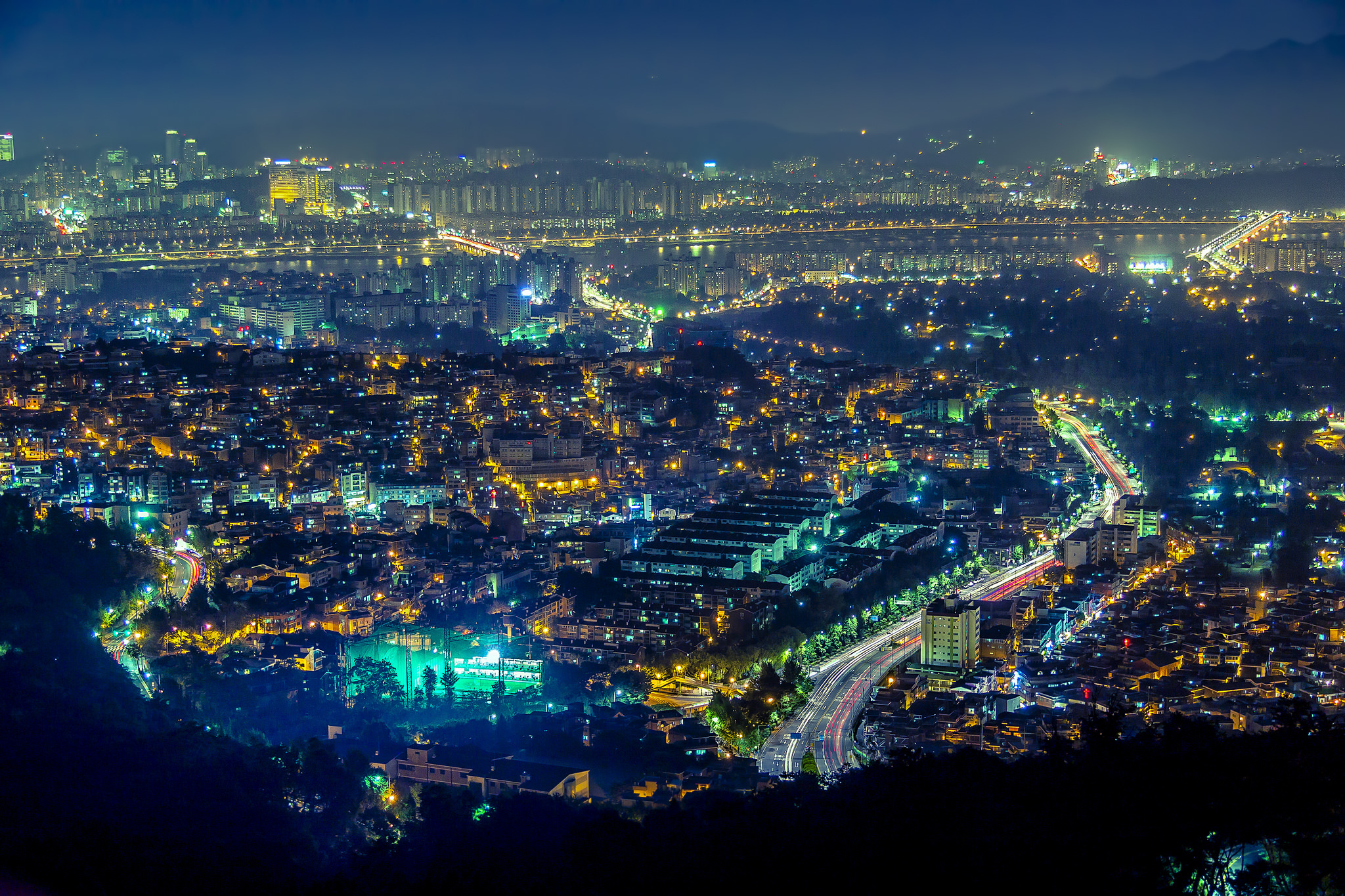 City Cityscape Light Night Seoul South Korea 2048x1365