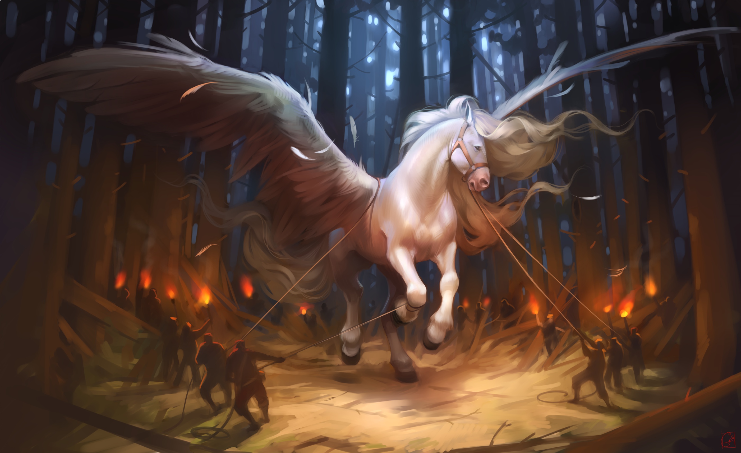Forest Horse Night Pegasus Wings 2803x1714