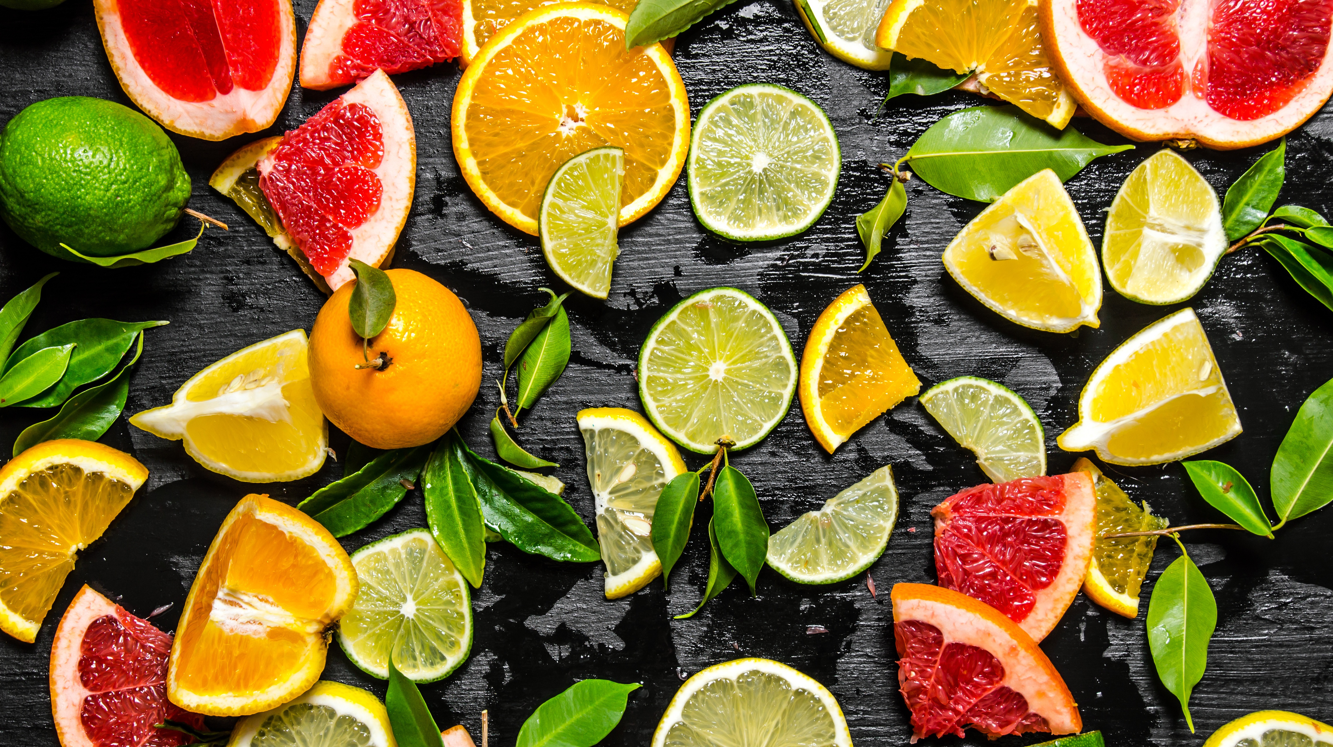 Fruit Grapefruit Lemon Lime Orange Color 4592x2576