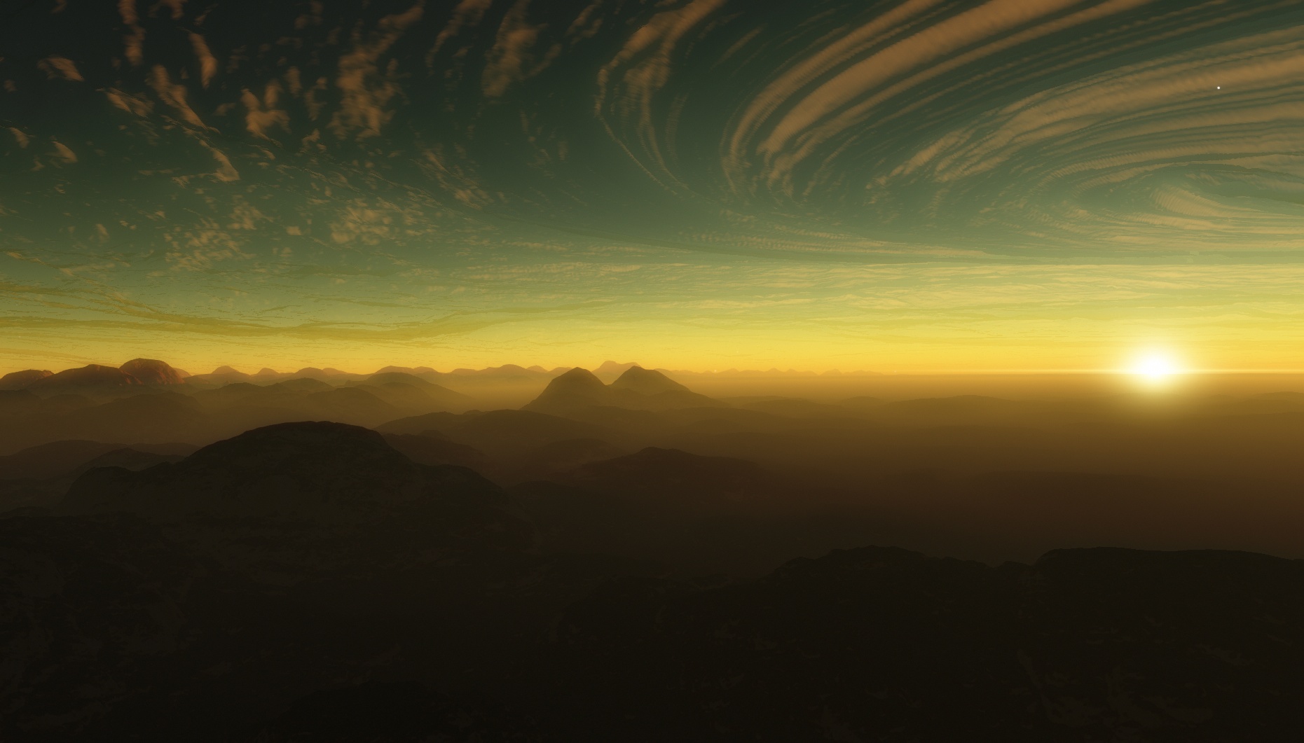 Mountain Planet Sky Space Engine Star Sunrise 1861x1061