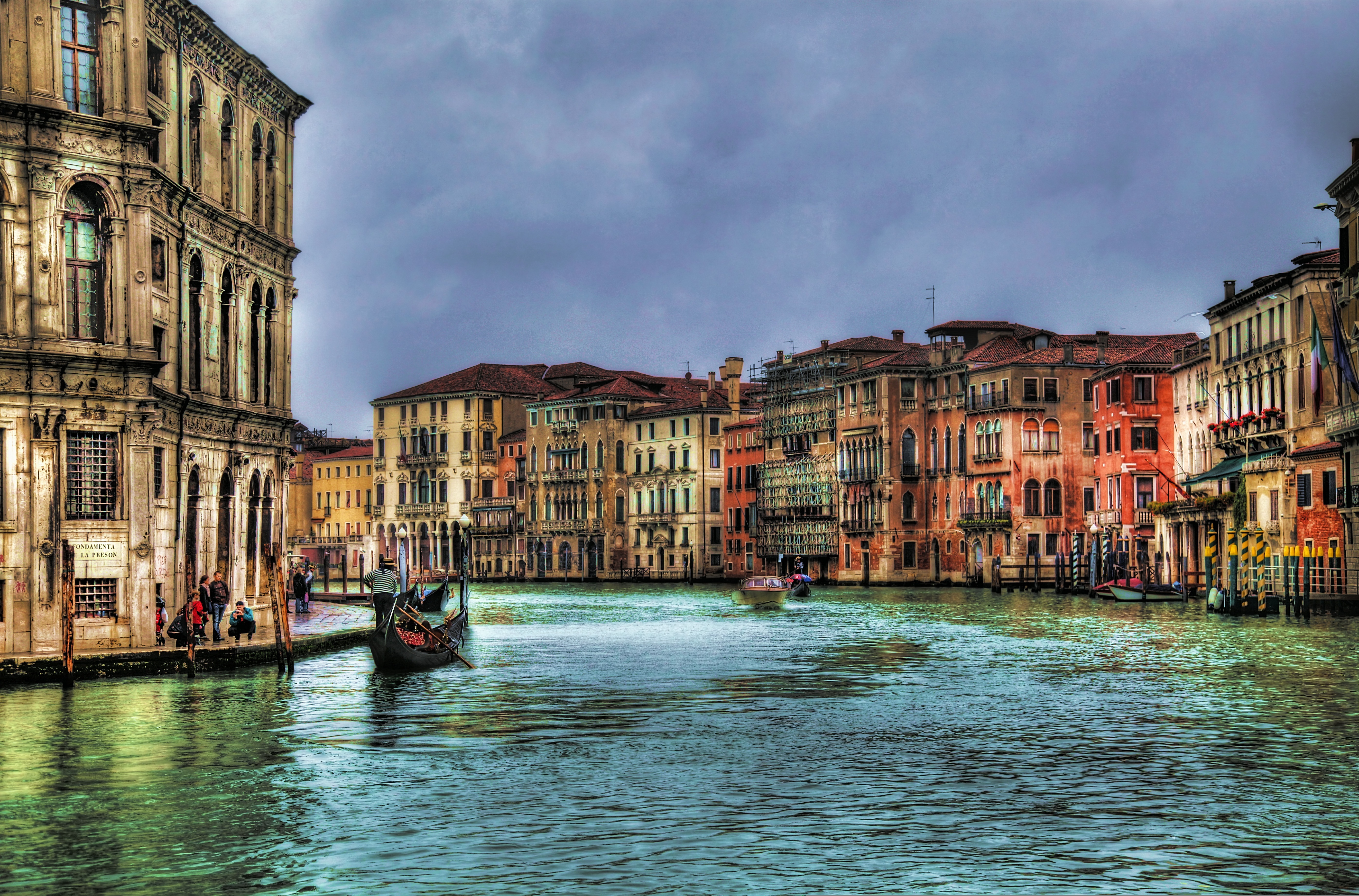 Boat Colorful Grand Canal House Italy Man Made Venice 5583x3683