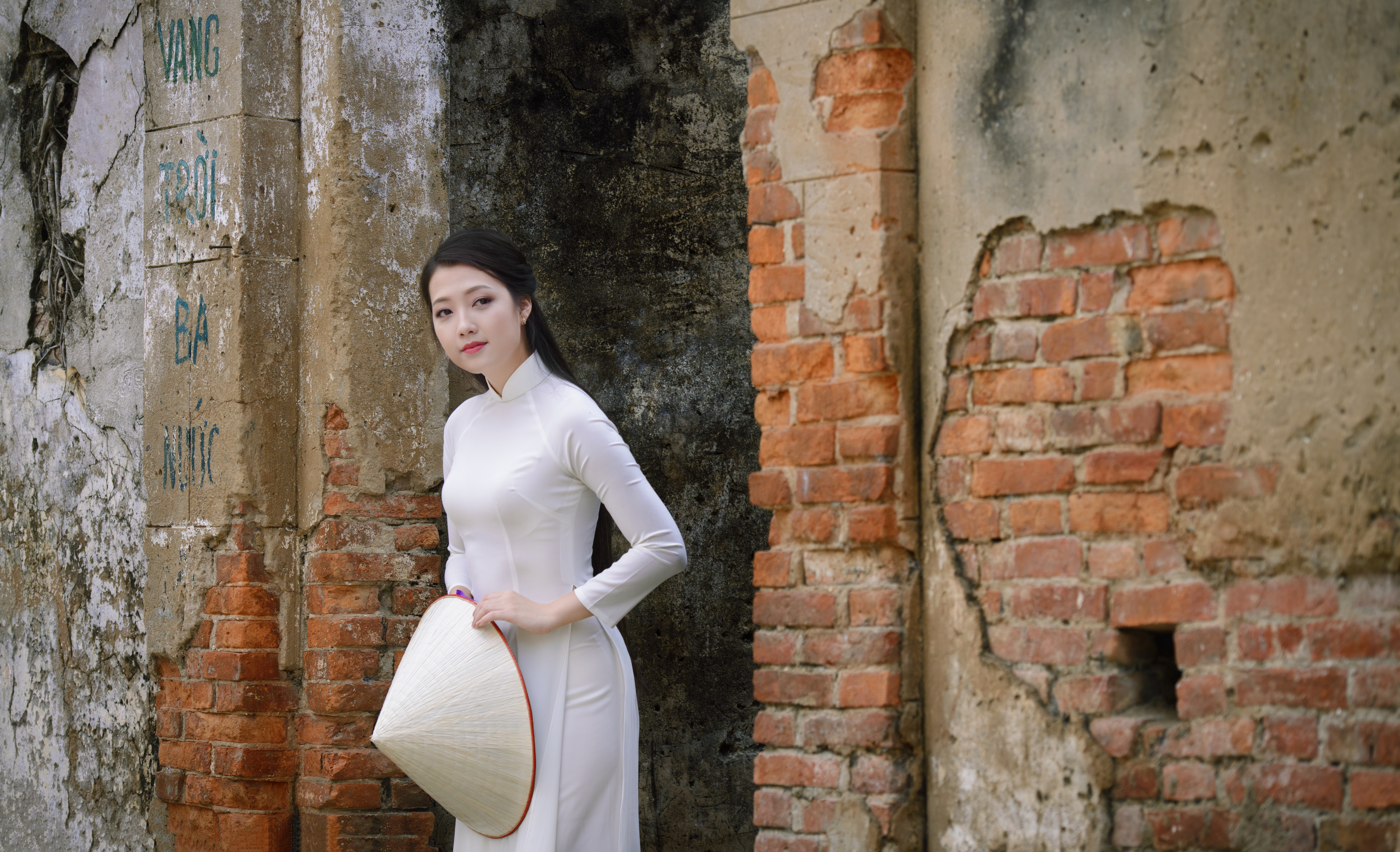 Ao Dai Asian Asian Conical Hat Girl Model Vietnamese 7081x4311