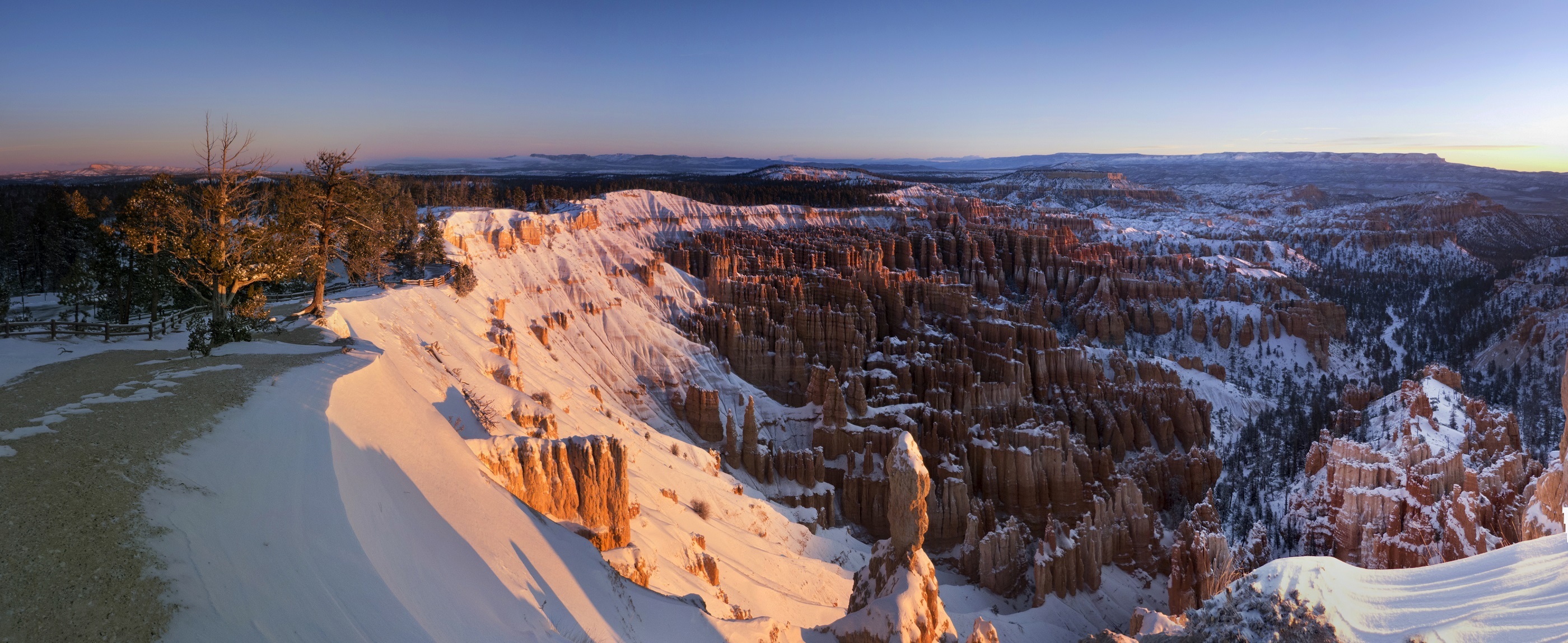 Bryce Canyon National Park Canyon Cliff Landscape Nature Rock Usa Utah Winter 2800x1148