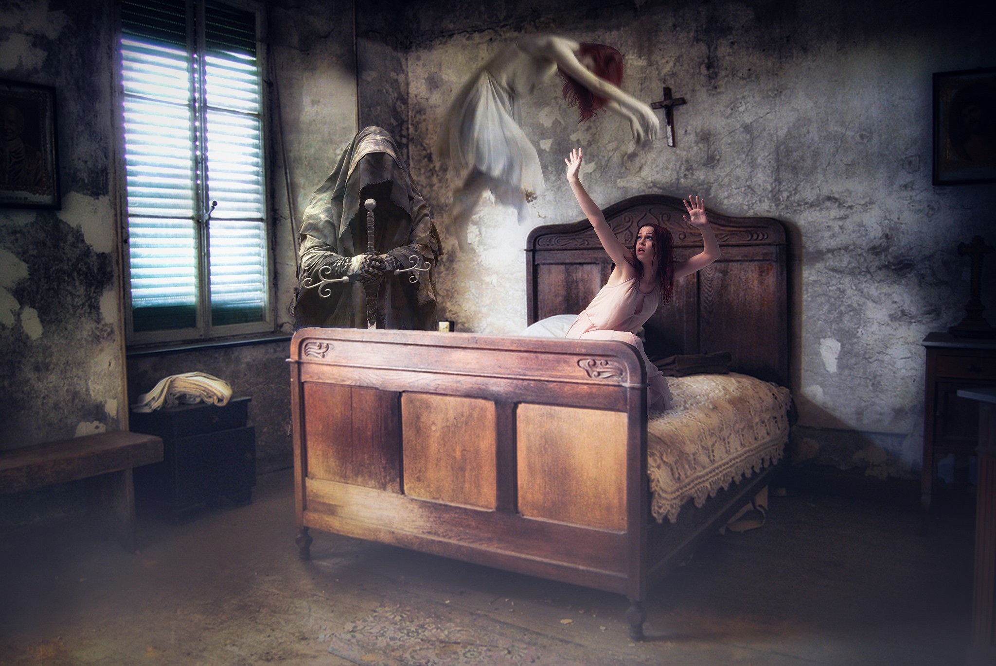 Bed Dark Death Ghost Grim Reaper Room Woman 2048x1371