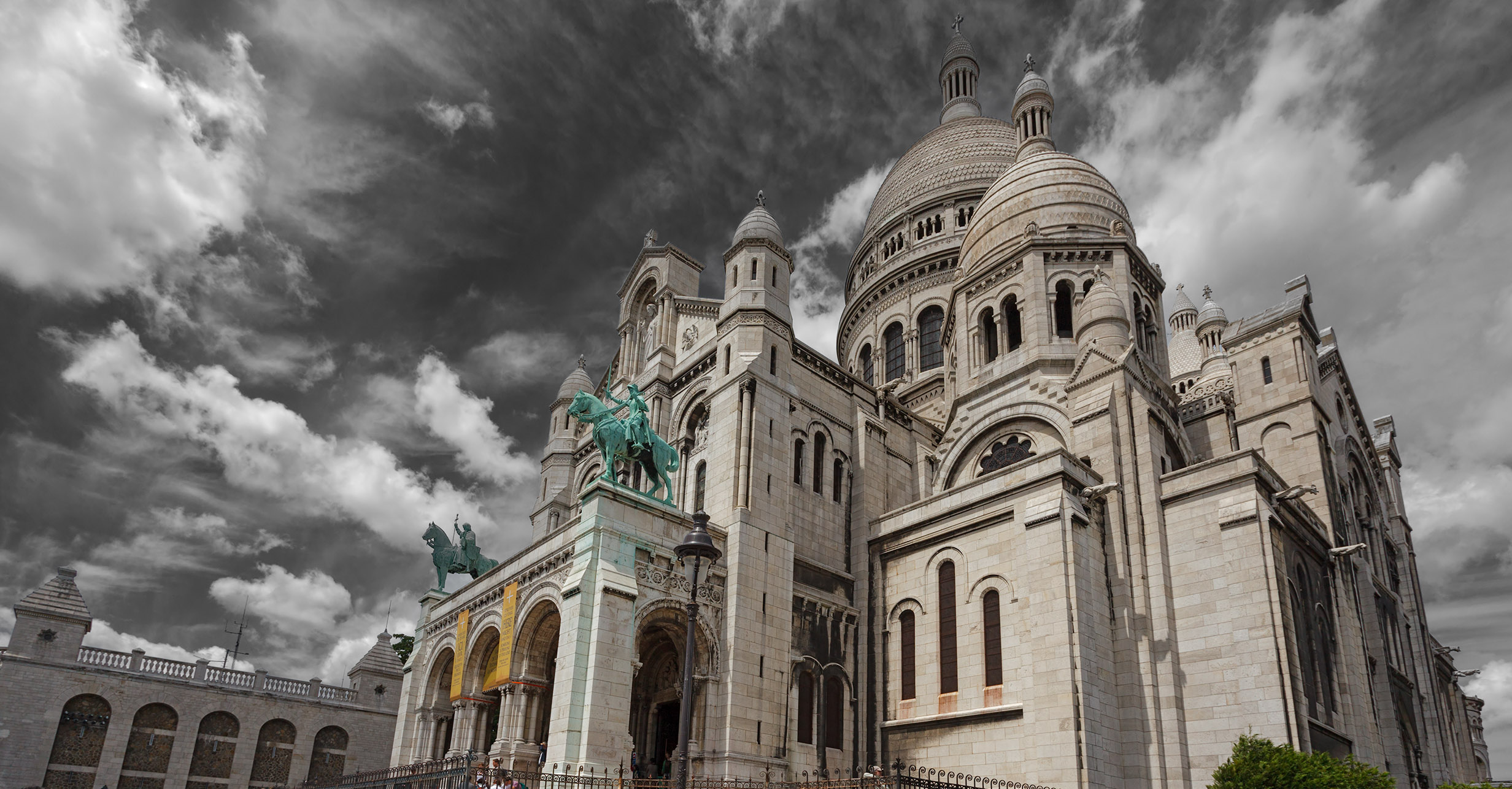 Basilica Cloud France Monument Paris Sacre C Ur Sky Statue 2464x1286
