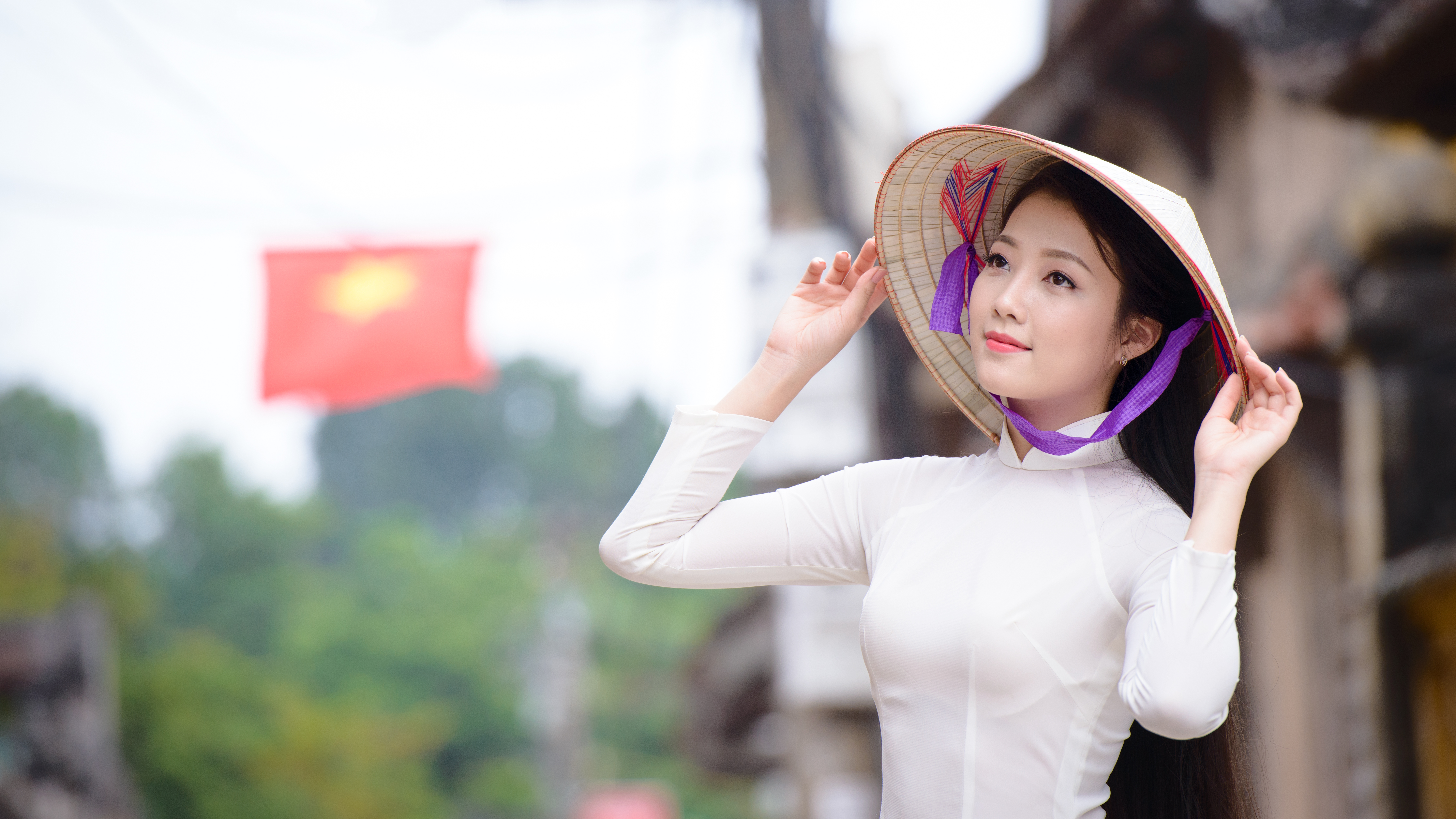 Ao Dai Asian Asian Conical Hat Girl Vietnamese 7183x4040