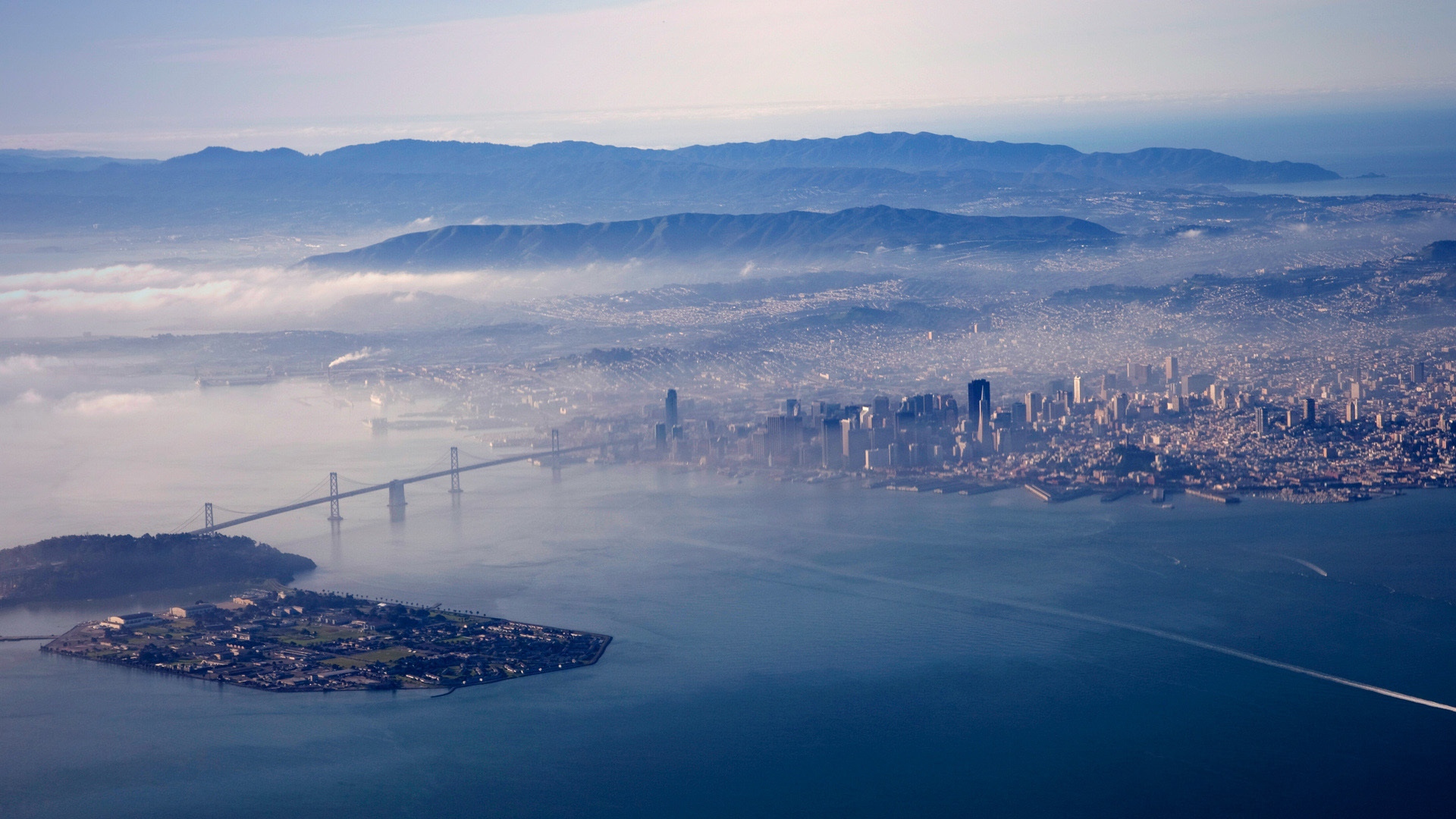 Aerial Bridge City Cityscape San Francisco Skyscraper Usa 1920x1080