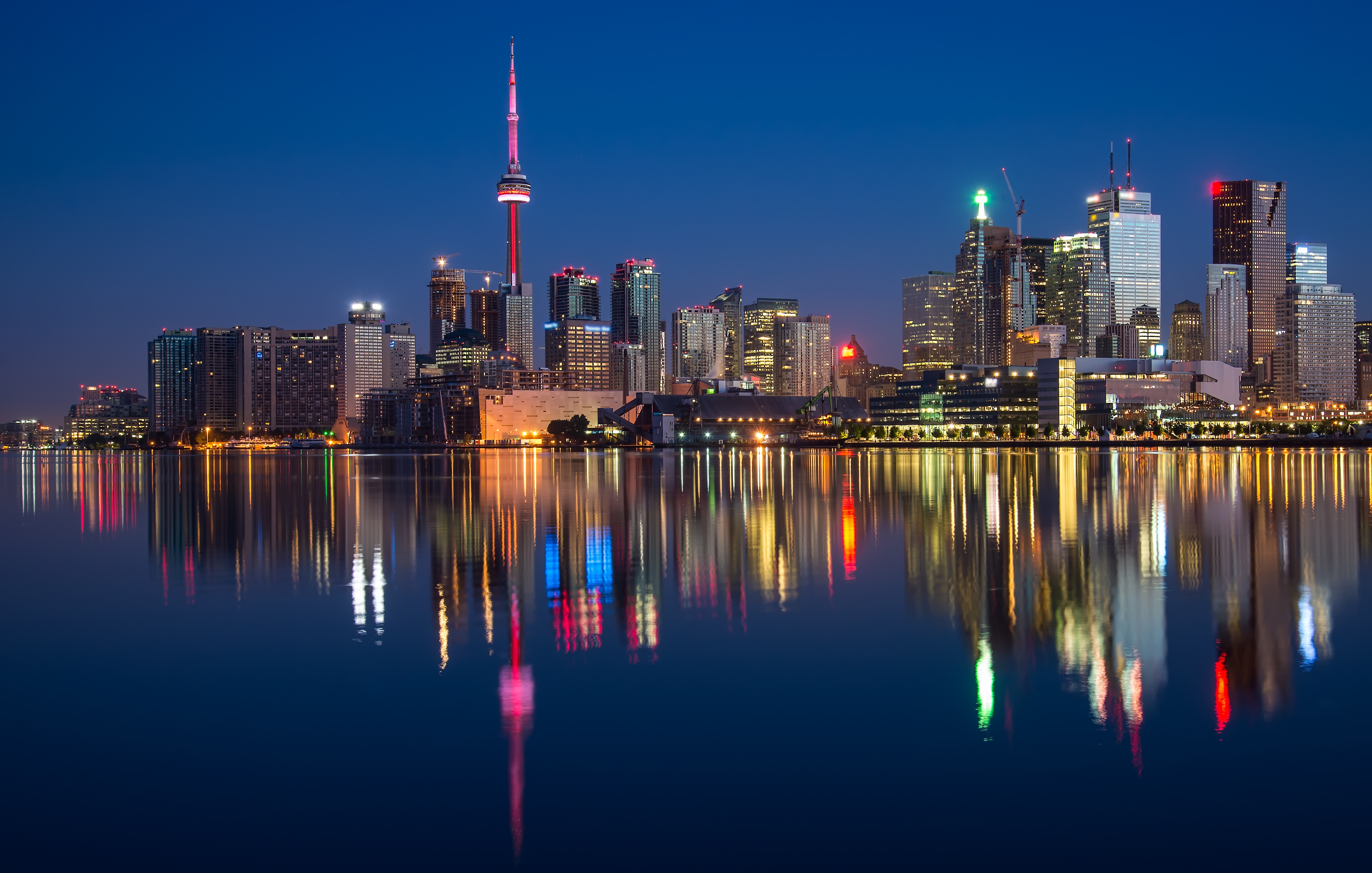 Building Canada City Light Ontario Reflection Skyscraper Toronto 5391x3428