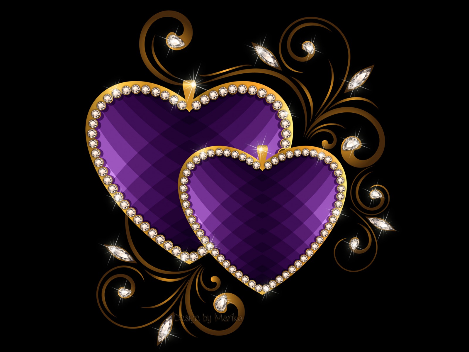 Design Diamond Gold Heart Jewelry Purple 1600x1200