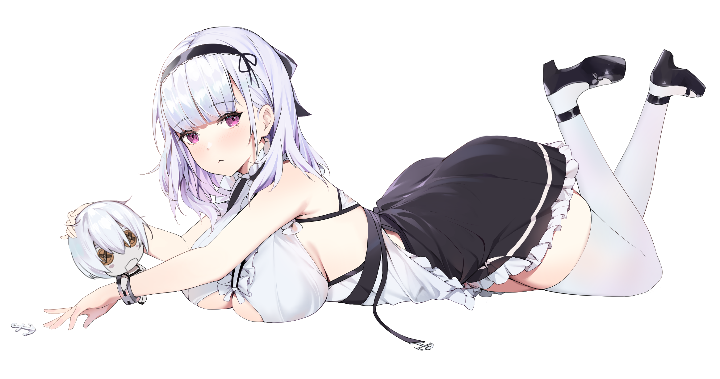 Dido Azur Lane Apron Gray Hair Maid Purple Eyes Azur Lane Anime 2332x1227