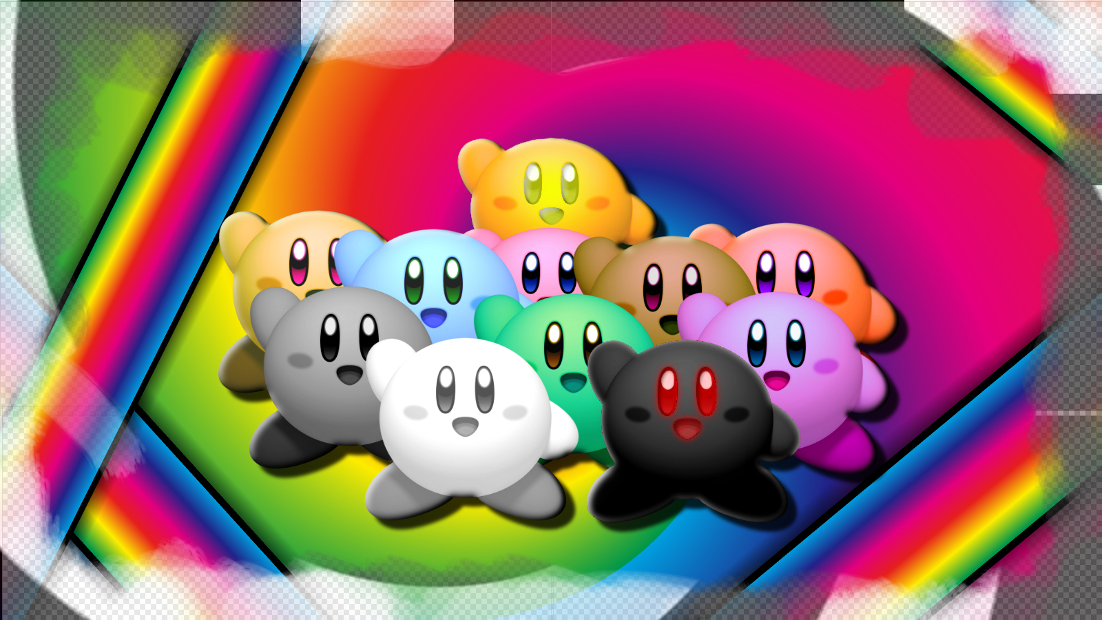 Checkered Colorful Colors Game Kirby Rainbow 1600x900