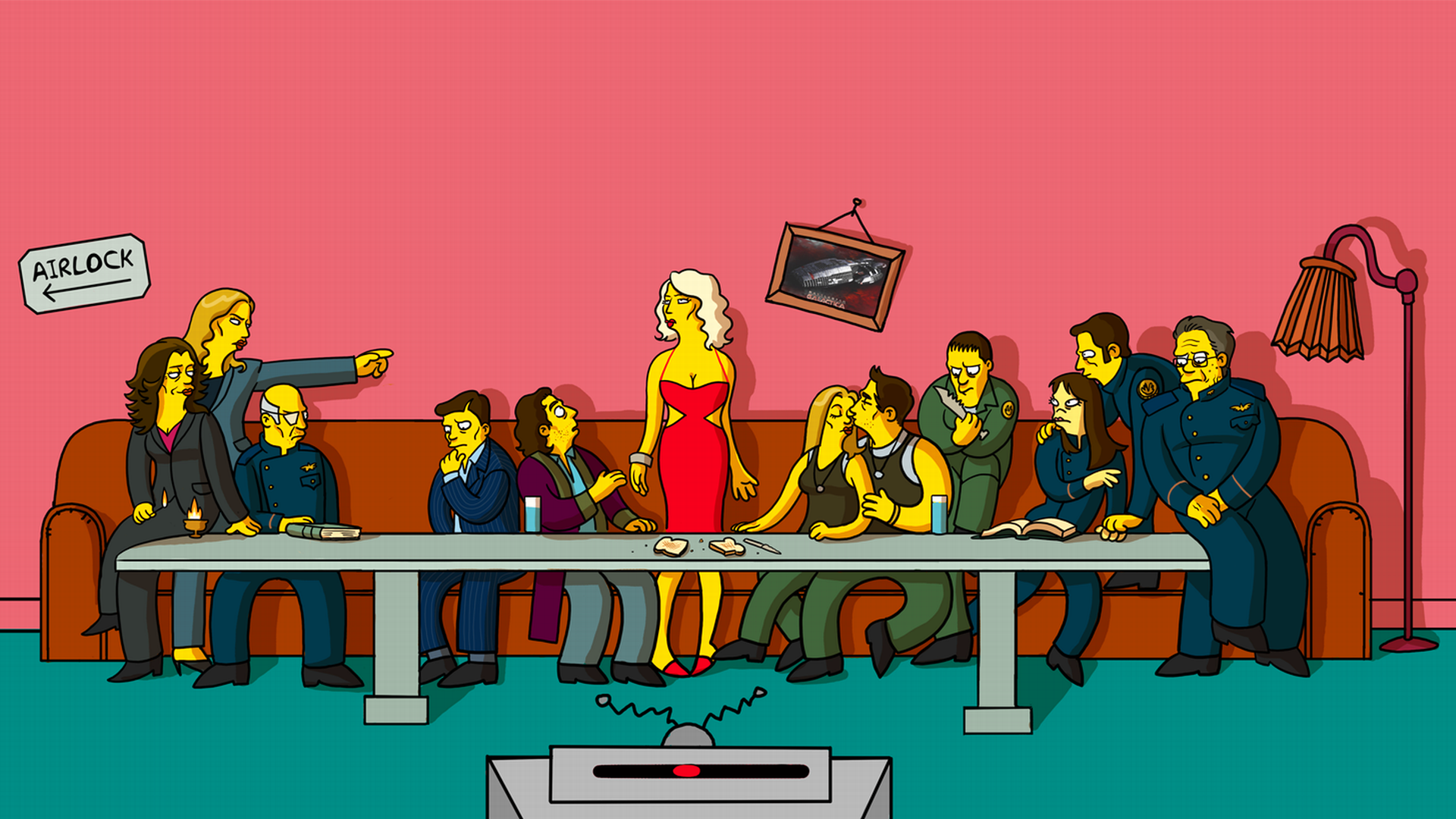 Battlestar Galactica The Last Supper The Simpsons 1920x1080