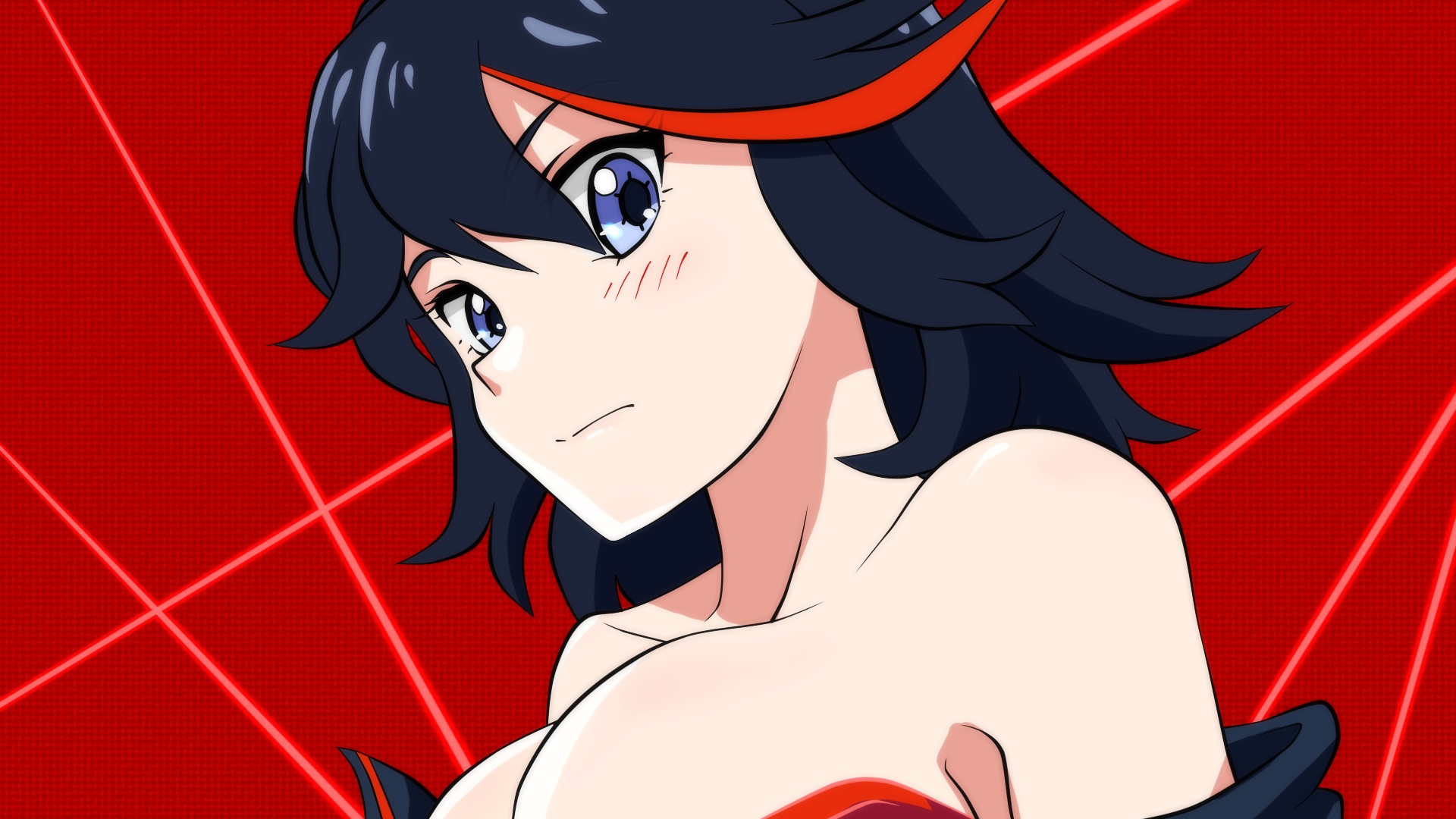Kill La Kill Anime Anime Girls Matoi Ryuuko Face Red Background 1920x1080