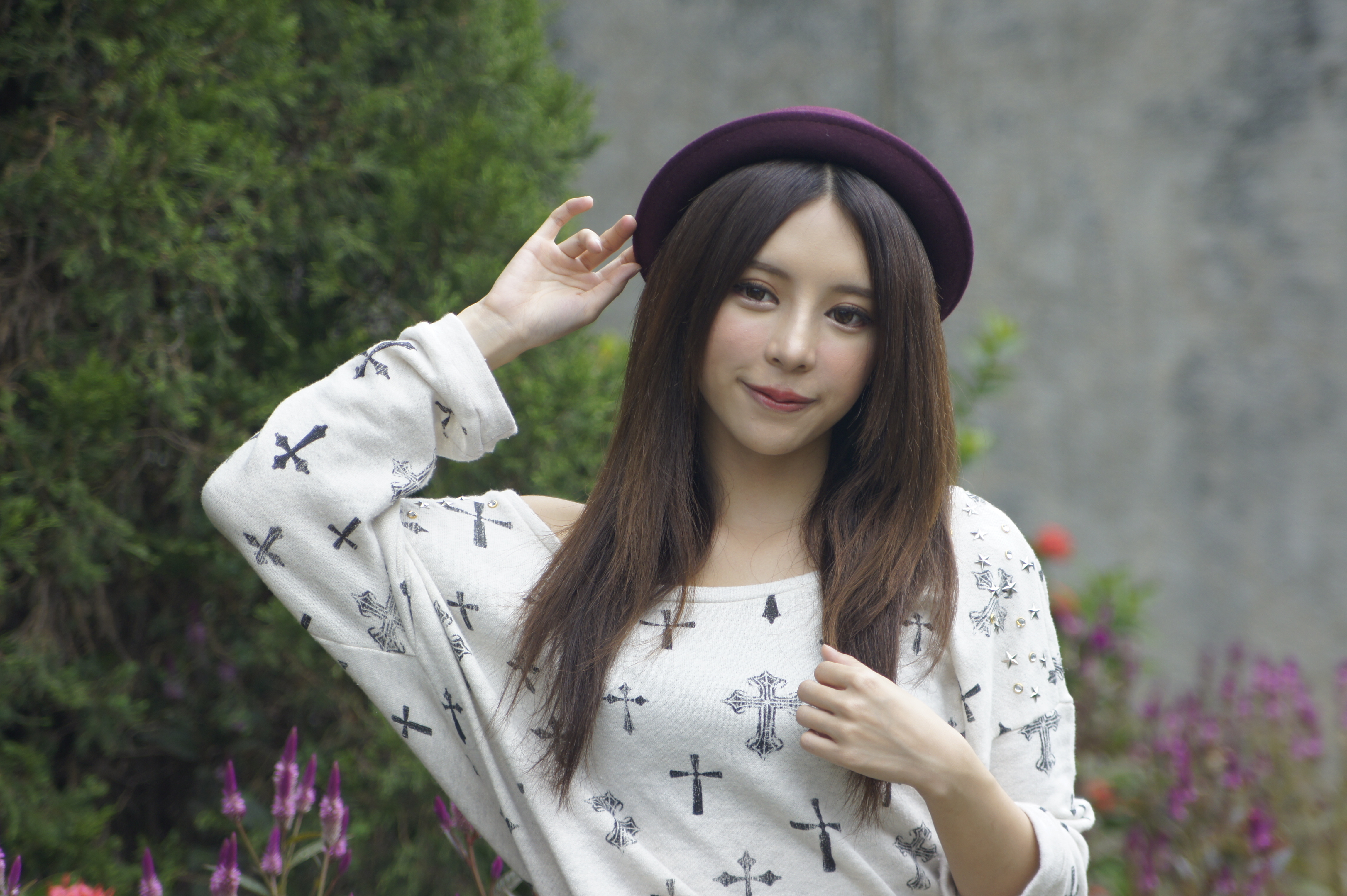 Asian Bokeh Girl Hat Hong Kong Julie Chang Model Park Smile Taiwanese Zhang Qi Jun 4592x3056