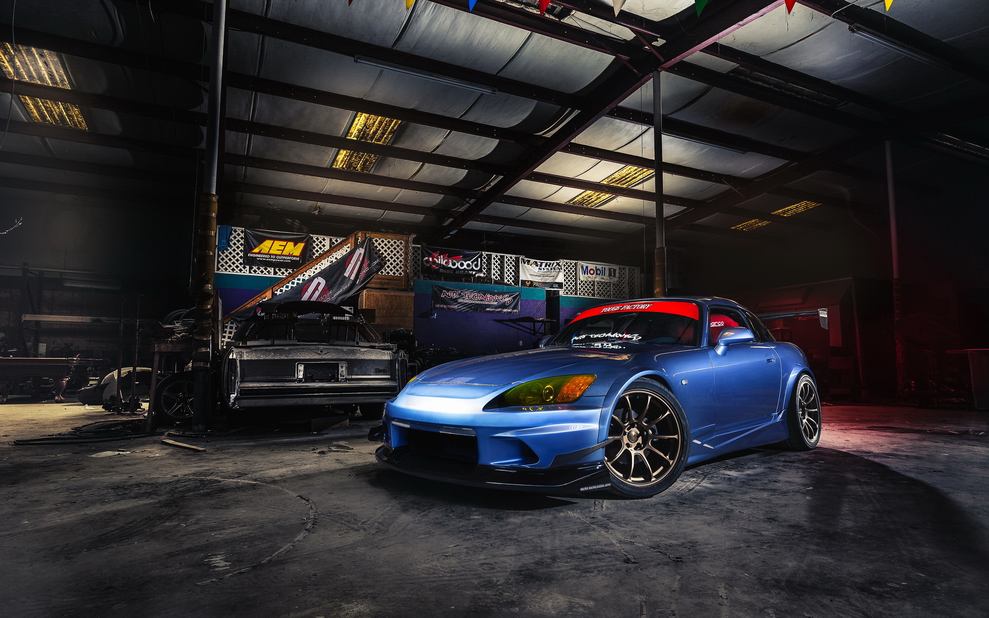 Blue Car Car Garage Honda S2000 Honde Sport Car Tuning Vehicle 2000x1250