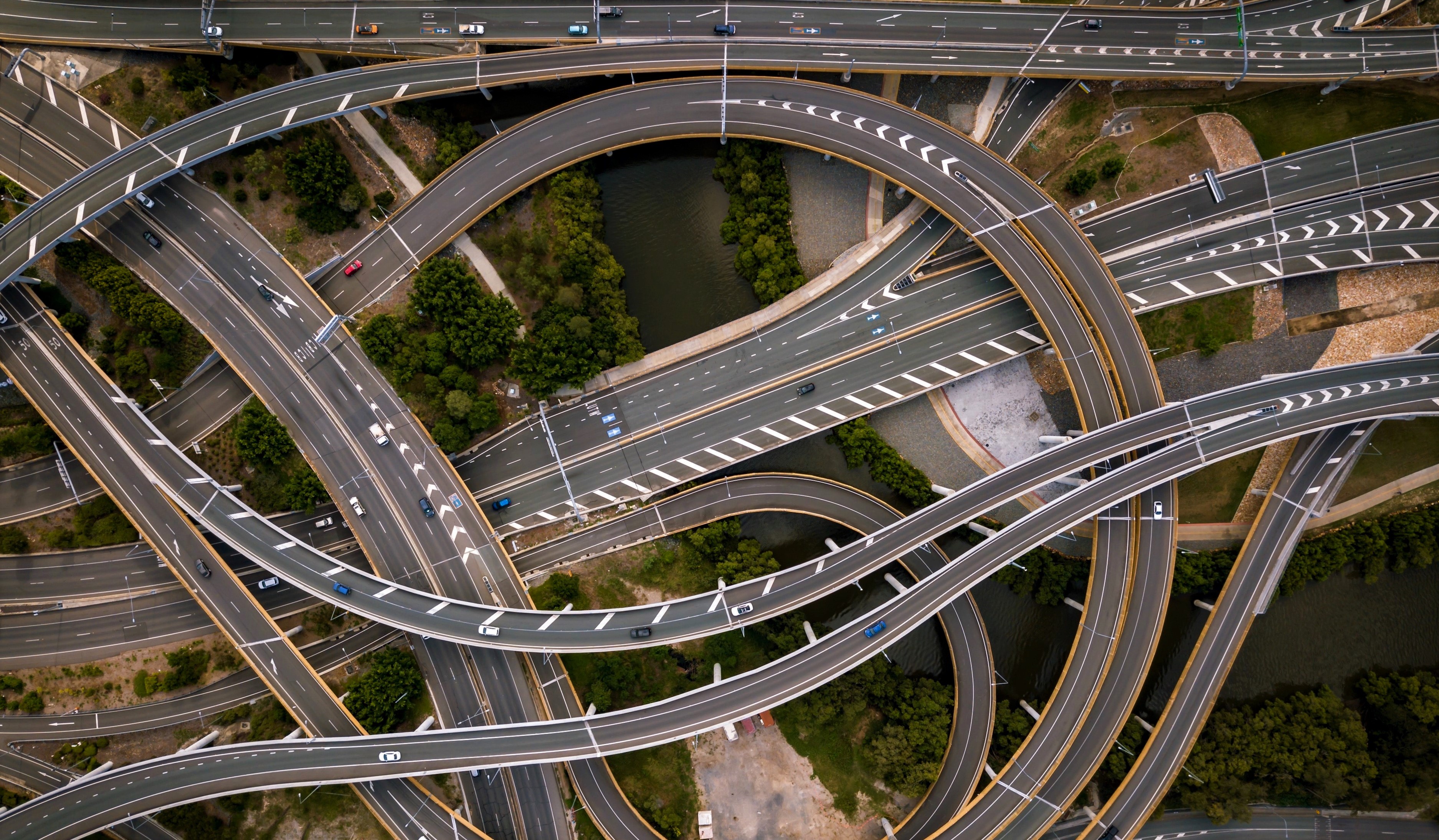 Architecture Road Hairpin Turns Car Highway Trees River Drone Photo Aerial View 3749x2189