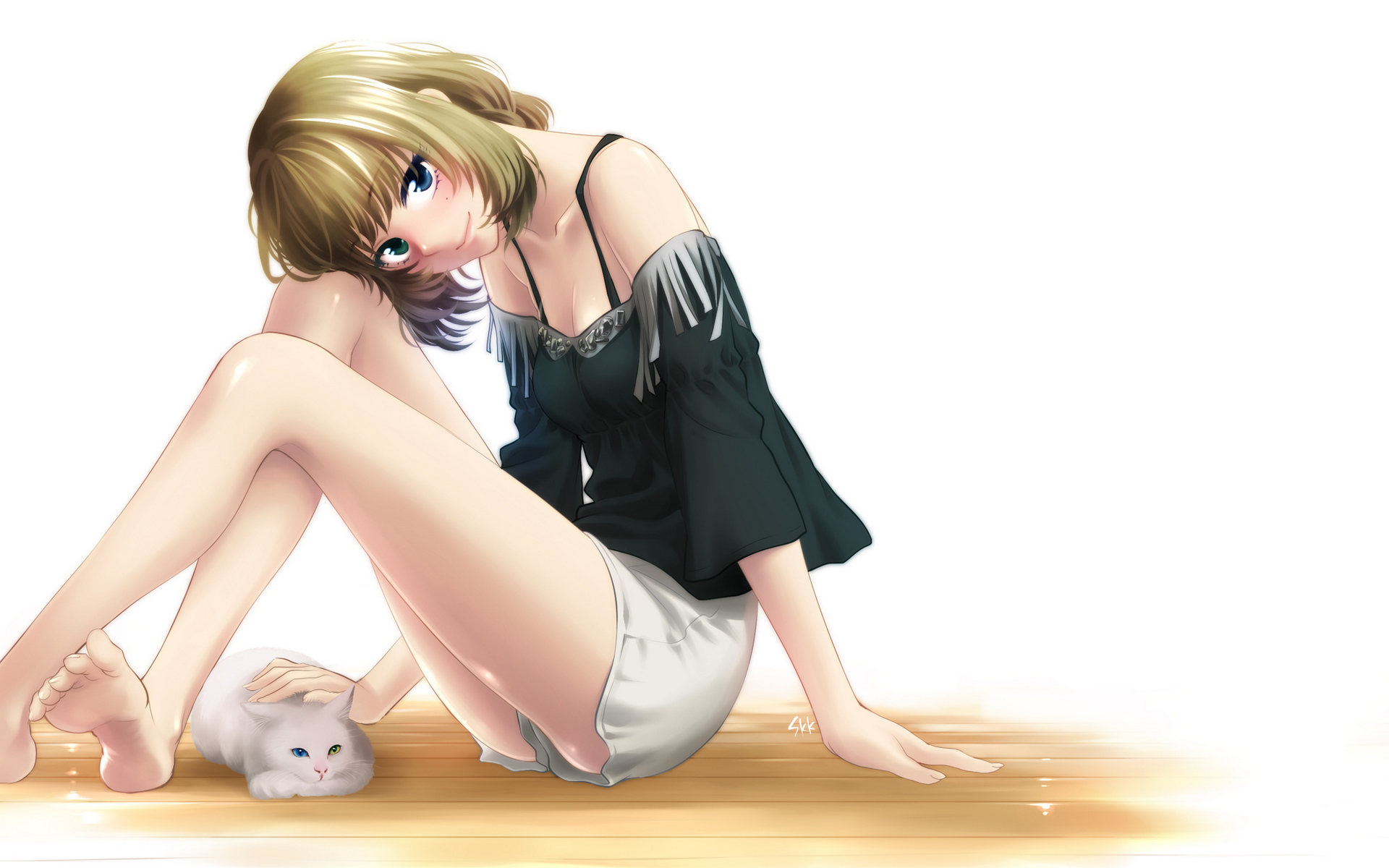 Barefoot Blonde Cat Kaede Takagaki Short Hair Video Game Idolm Ster Cinderella Girls 1920x1200