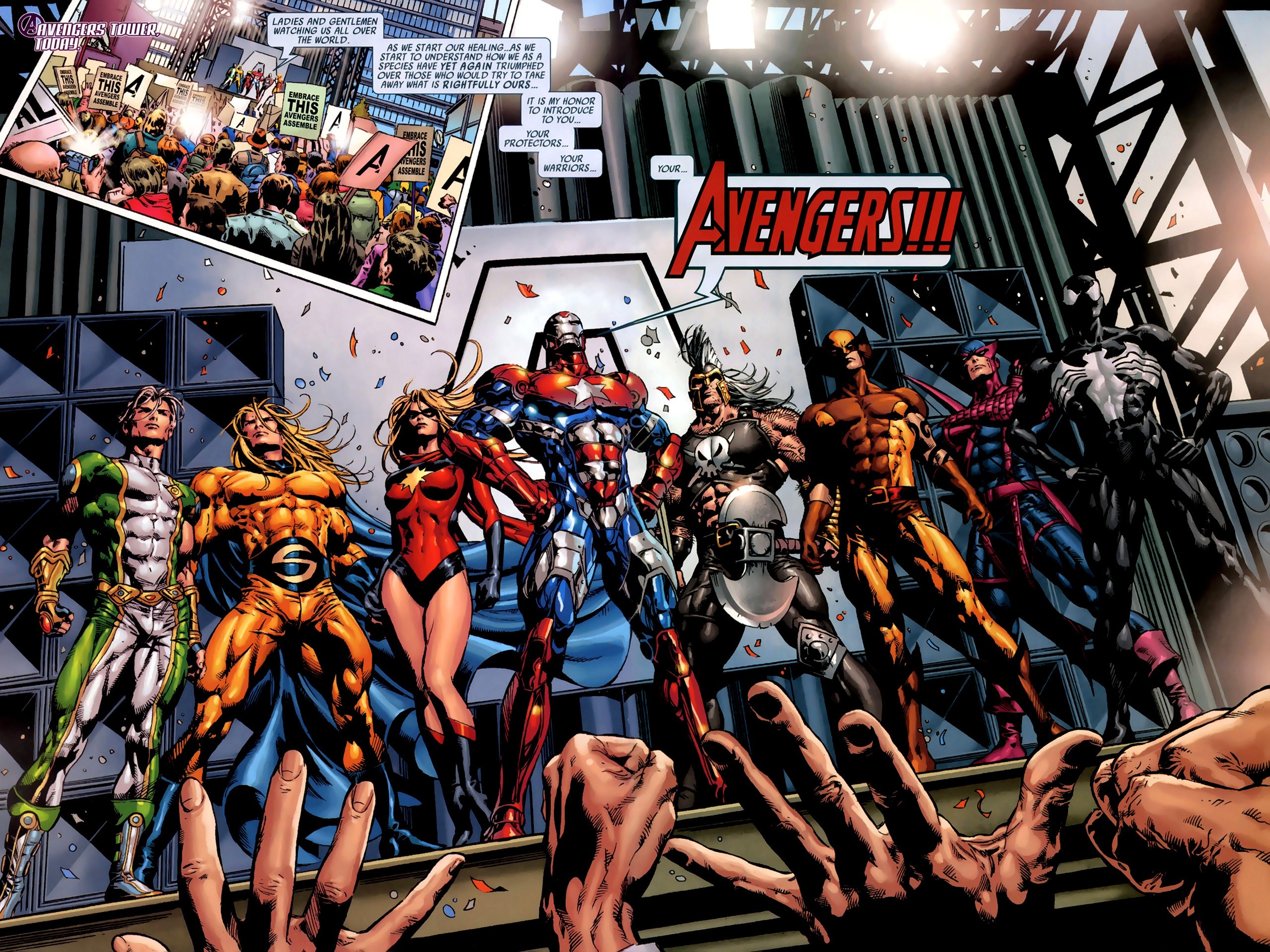 Hawkeye Iron Man Ms Marvel Sentry Marvel Comics Spider Man Wolverine 2560x1919