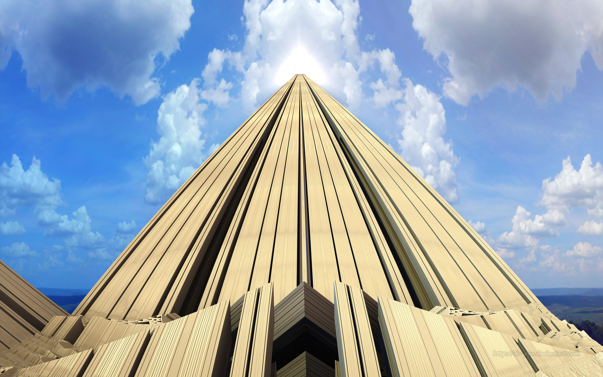 3d Abstract Architecture Artistic Building Cgi Digital Art Fractal Mandelbulb 3d Pyramid Sky 1920x1200