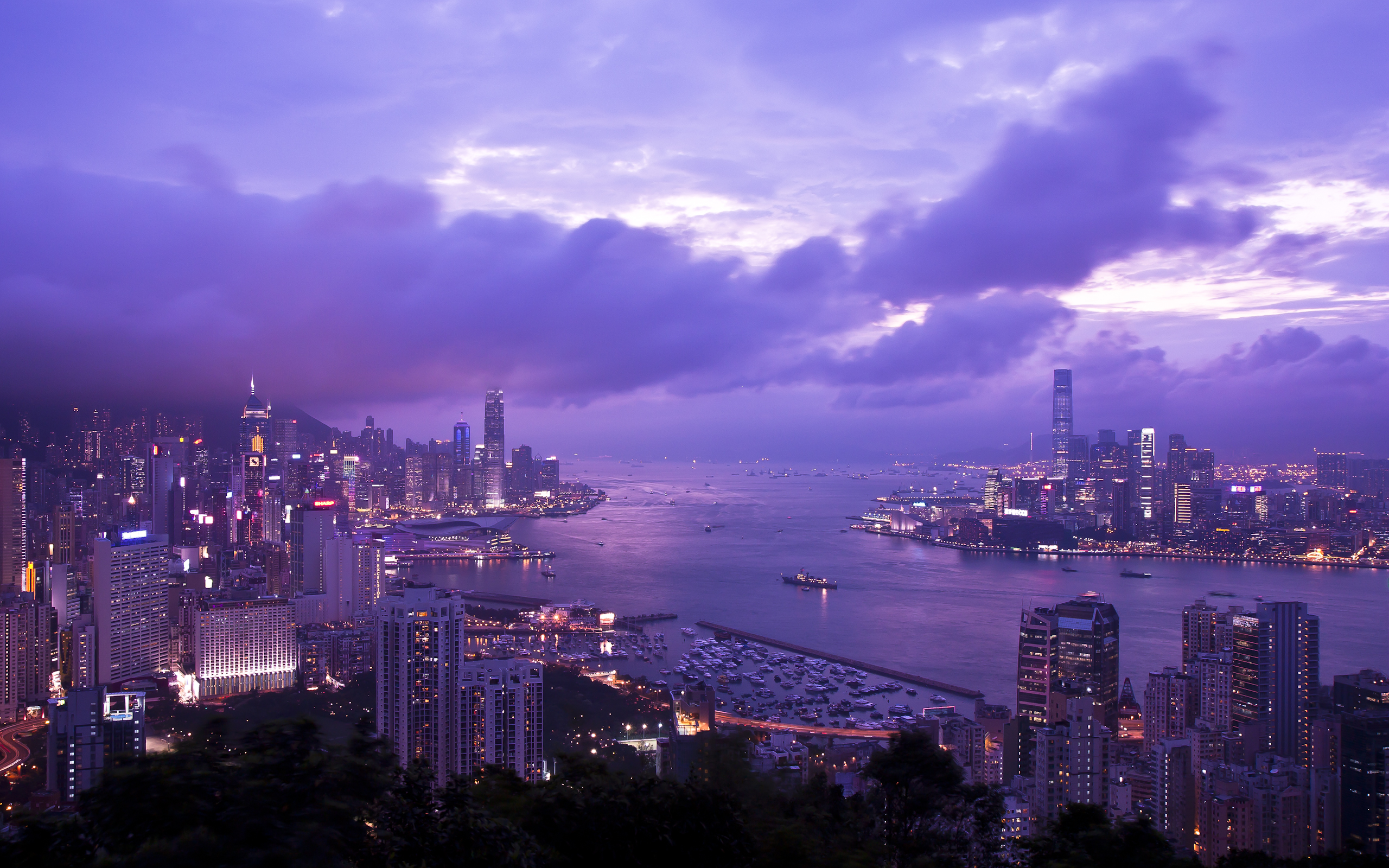 China City Cloud Hong Kong Sky Skyscraper Victoria Harbour 2560x1600