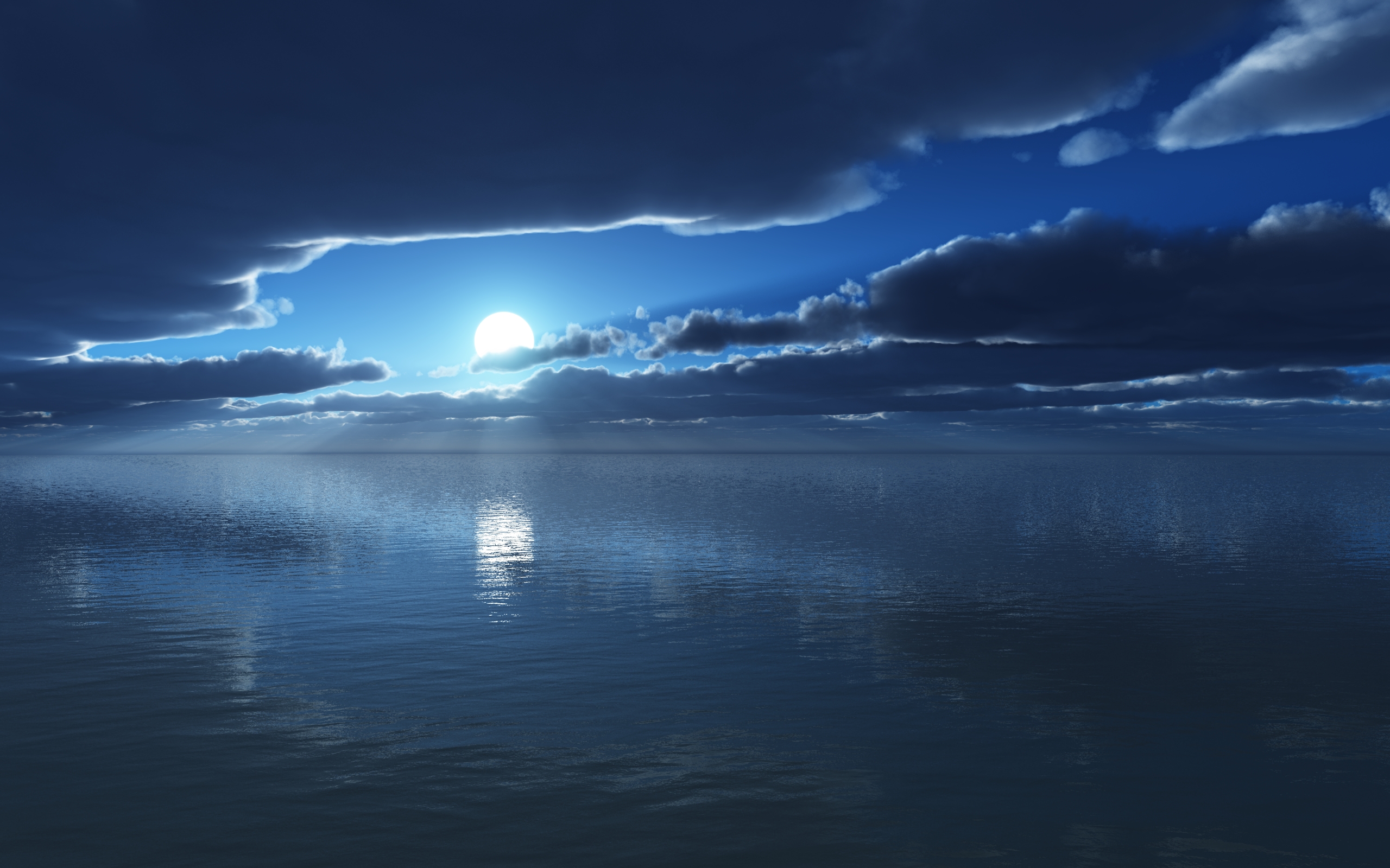 Blue Cloud Ocean Sun 2560x1600