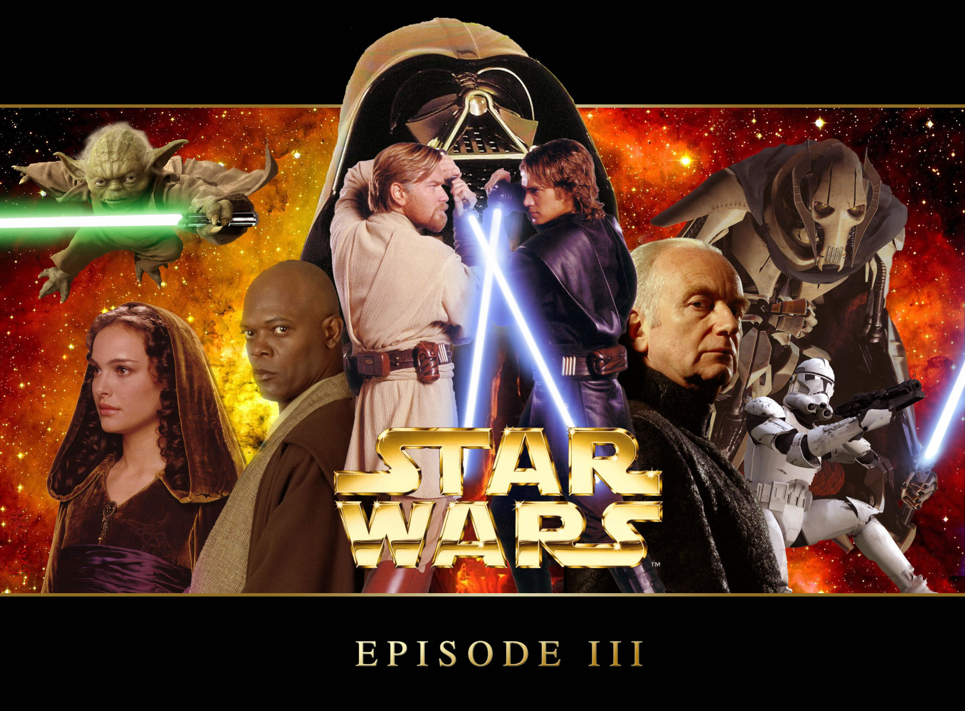 Anakin Skywalker Emperor Palpatine General Grievous Mace Windu Obi Wan Kenobi Padme Amidala The Empe 1900x1400