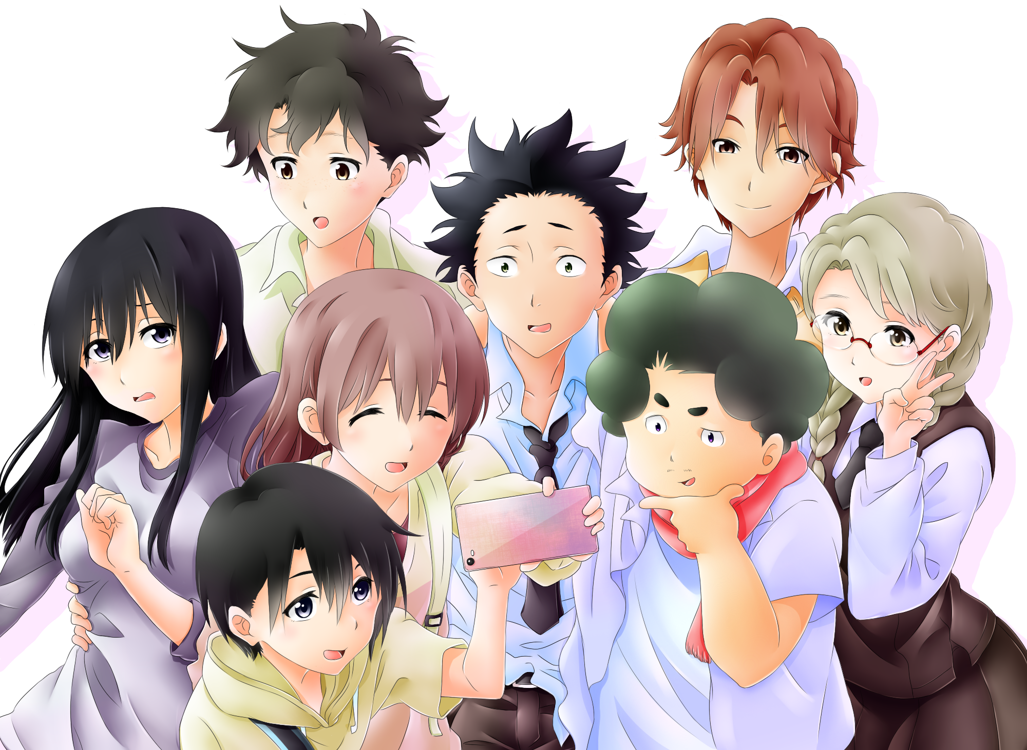 Miki Kawai Miyoko Sahara Naoka Ueno Shouko Nishimiya Shouya Ishida Tomohiro Nagatsuka Yuzuru Nishimi 2000x1462