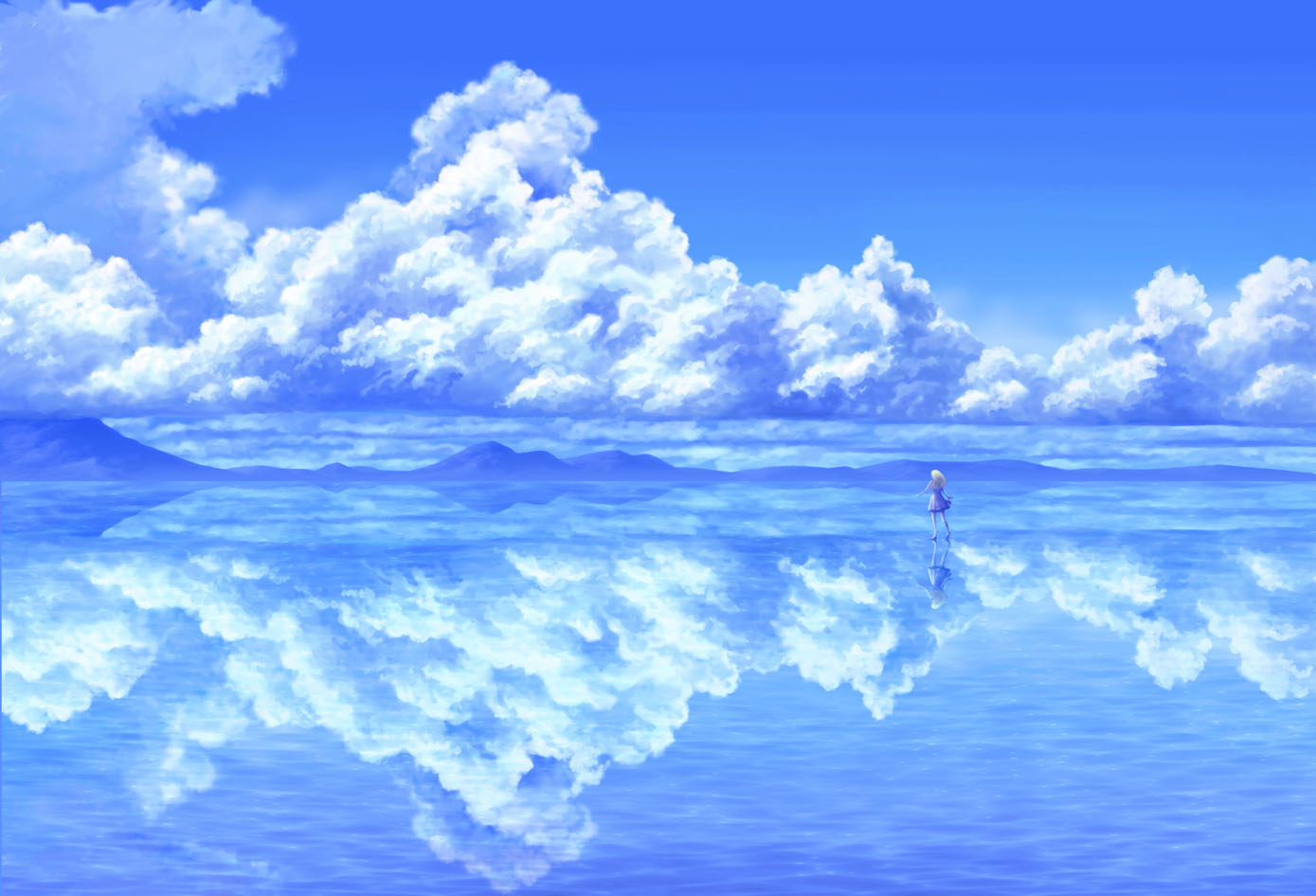 Download A Sad Anime Girl Looking At Her Lonely Reflection Wallpaper |  Wallpapers.com