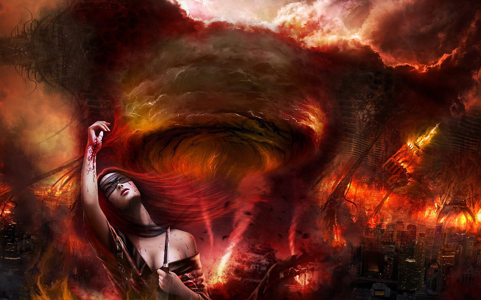 Destruction Fantasy Fire Girl Knife Legend Of The Five Rings Woman 1920x1200