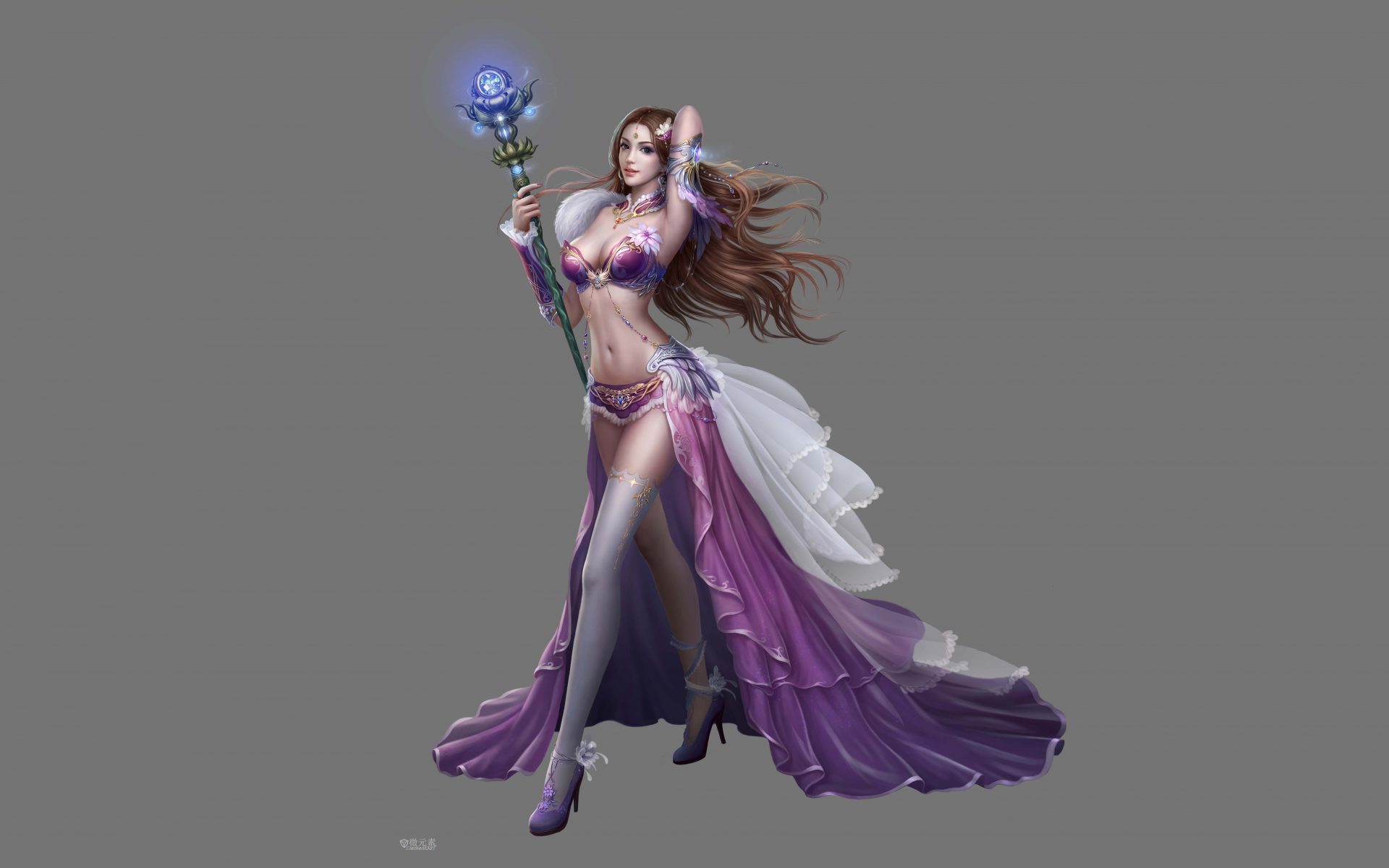 Brunette Fantasy Girl Legend Of The Cryptids Purple Staff Woman 1920x1200