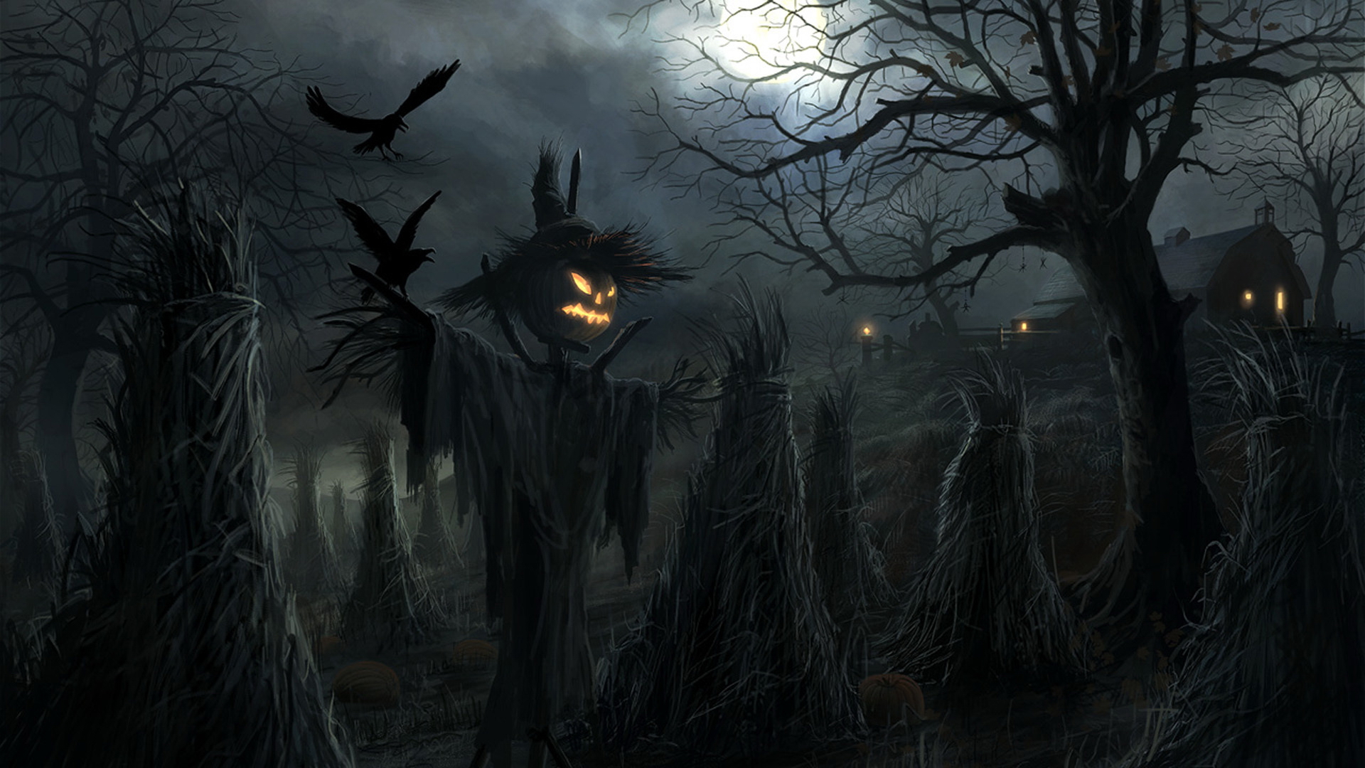 Halloween Horror Moon Night Pumpkin 1920x1080