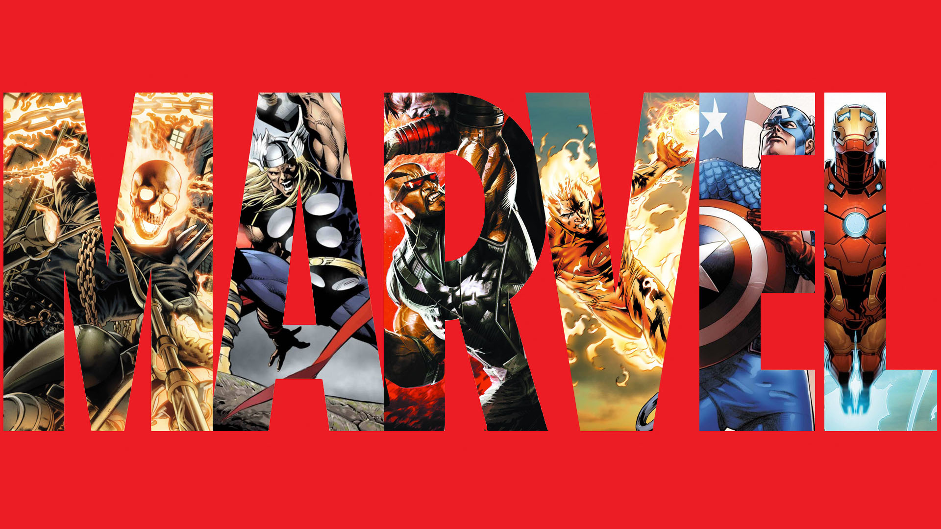Captain America Ghost Rider Human Torch Marvel Comics Iron Man Logo Marvel Comics Thor 1920x1080