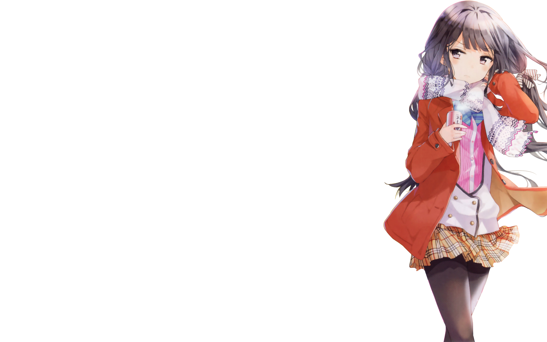 Aki Adagaki Anime Girl Jacket Pantyhose Scarf Skirt 1920x1200