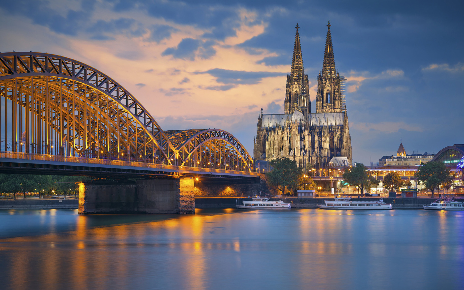 Bridge Cathedral City Cologne Germany 1920x1200
