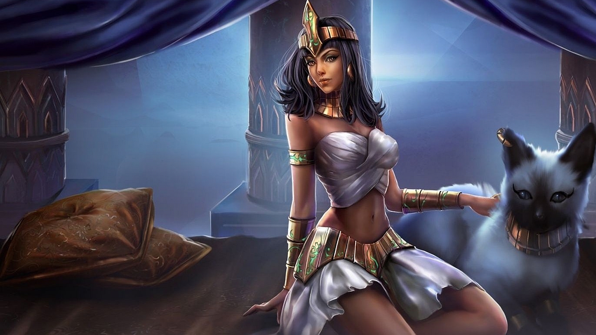 Cat Egyptian Fantasy Girl Nidalee League Of Legends Woman 1920x1080