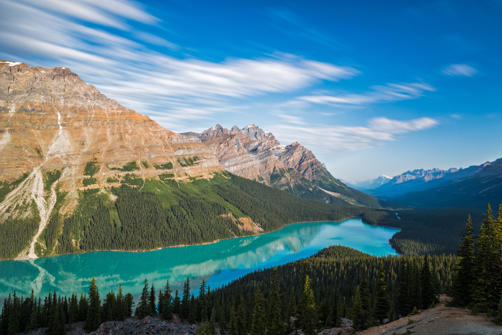 Canada Forest Lake Landscape Mountain Panorama Peyto Lake 2048x1368