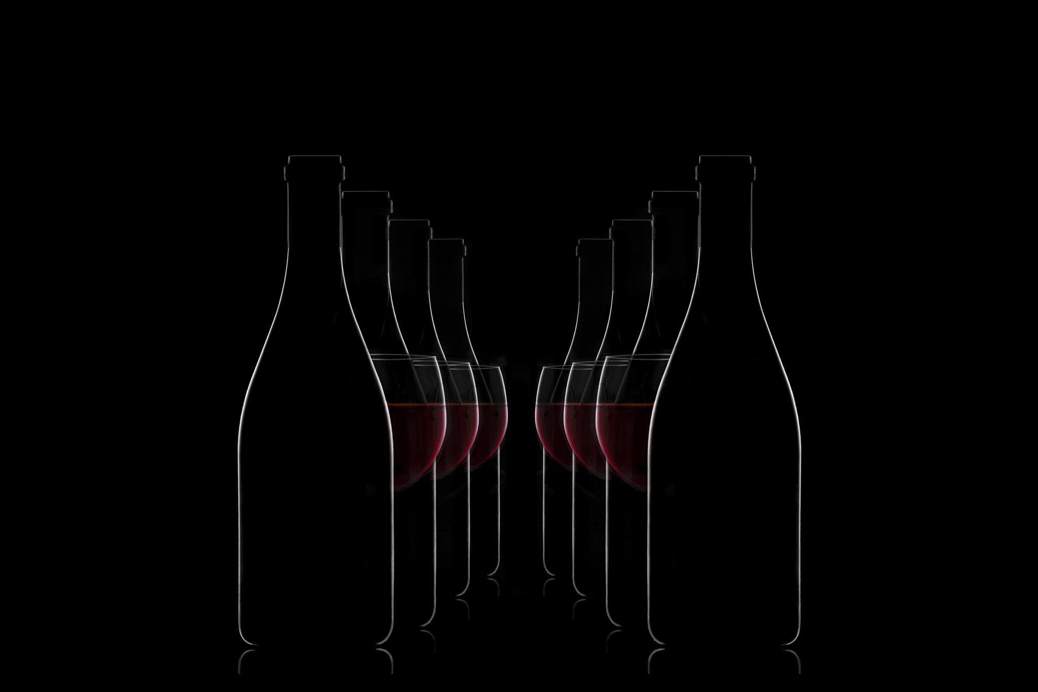 Bottles Wine Drinking Glass Minimalism Dark 2048x1365