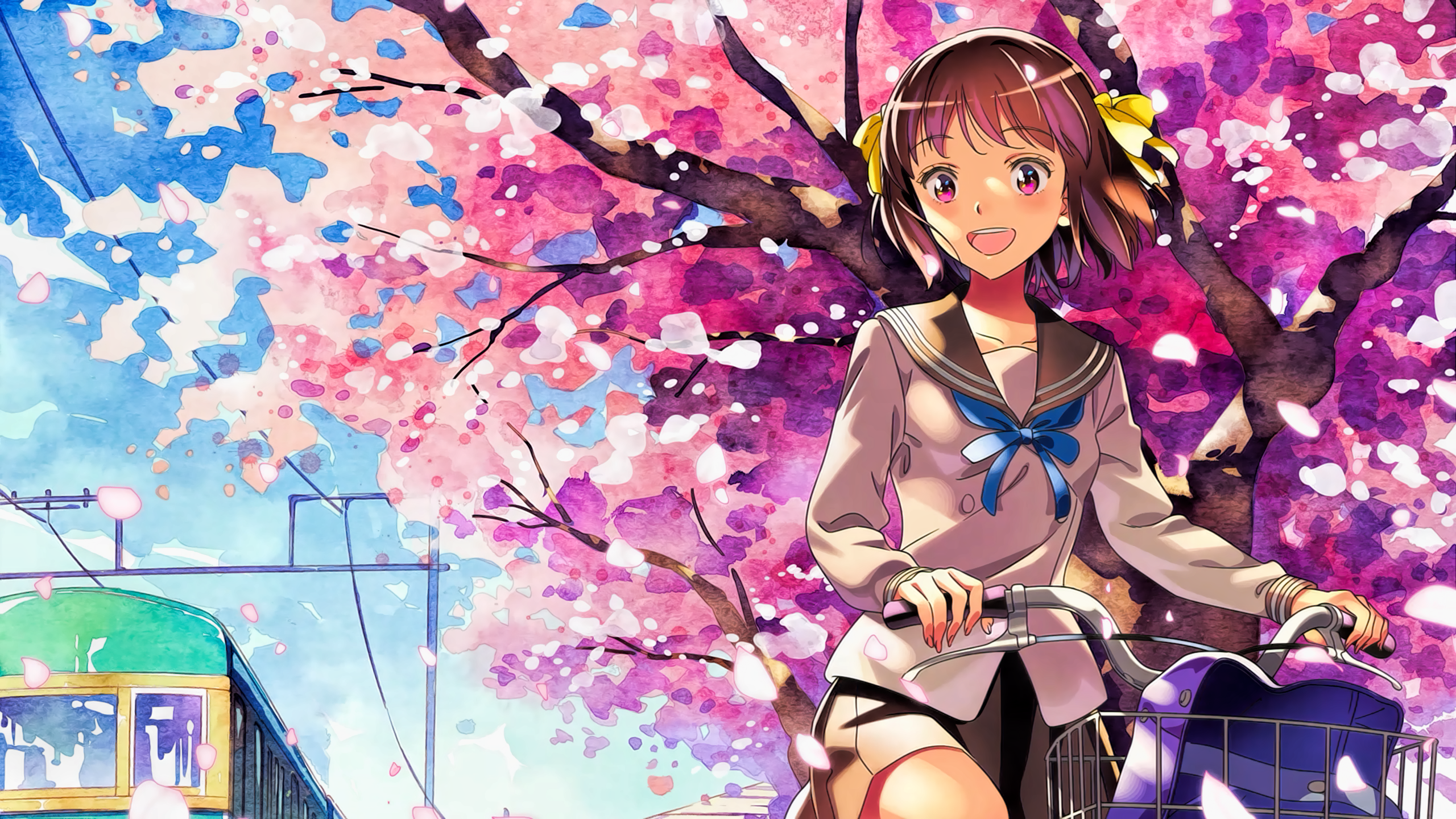 Anime Minami Kamakura Koukou Joshi Jitensha Bu 2560x1440