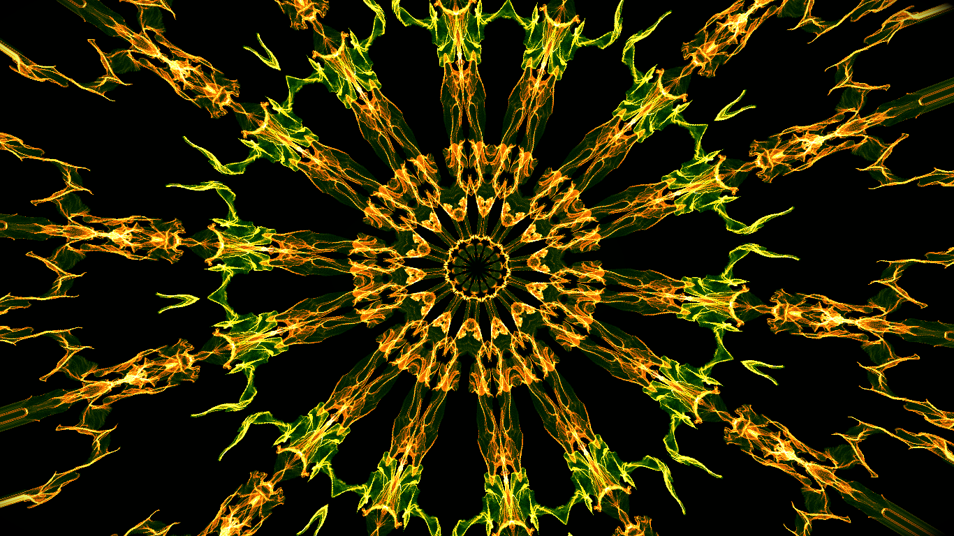 Artistic Circle Generative Green Orange Color 1366x768