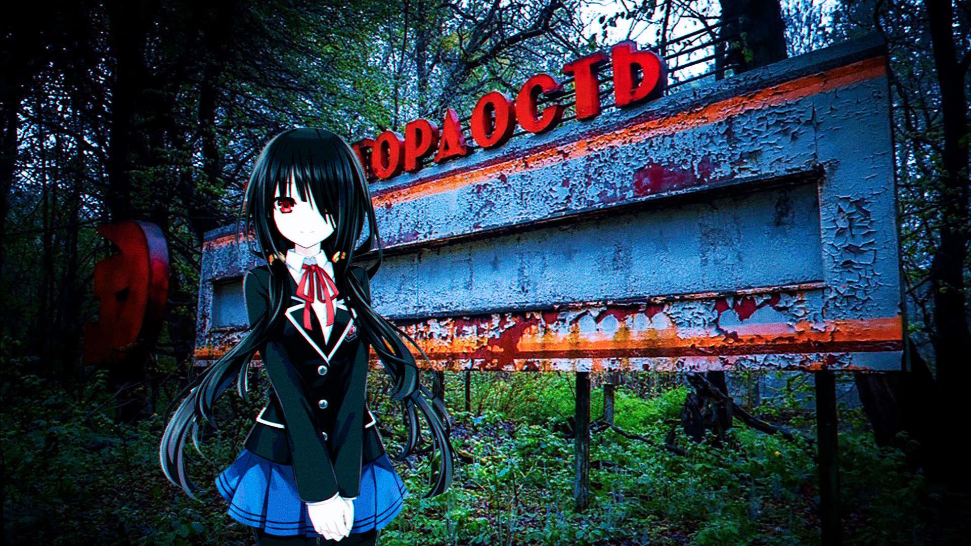 Anime Anime Girls Abandoned Camp Forest Dark Soviet Union Ruins Date A Live Kurumi Date A Live 1920x1080