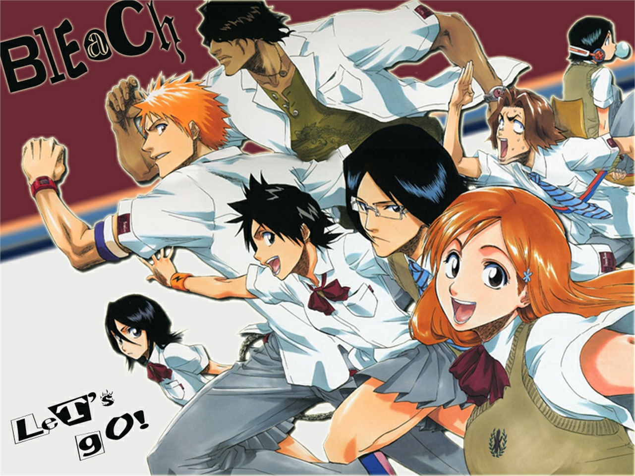 Ichigo Kurosaki Keigo Asano Orihime Inoue Rukia Kuchiki Tatsuki Arisawa Uryu Ishida Yasutora Sado 1281x961