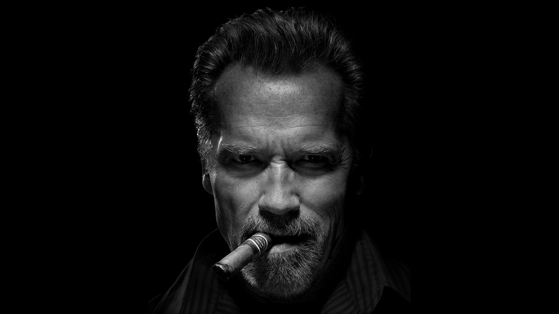 Actor American Arnold Schwarzenegger Black Amp White Cigar Face 1920x1080