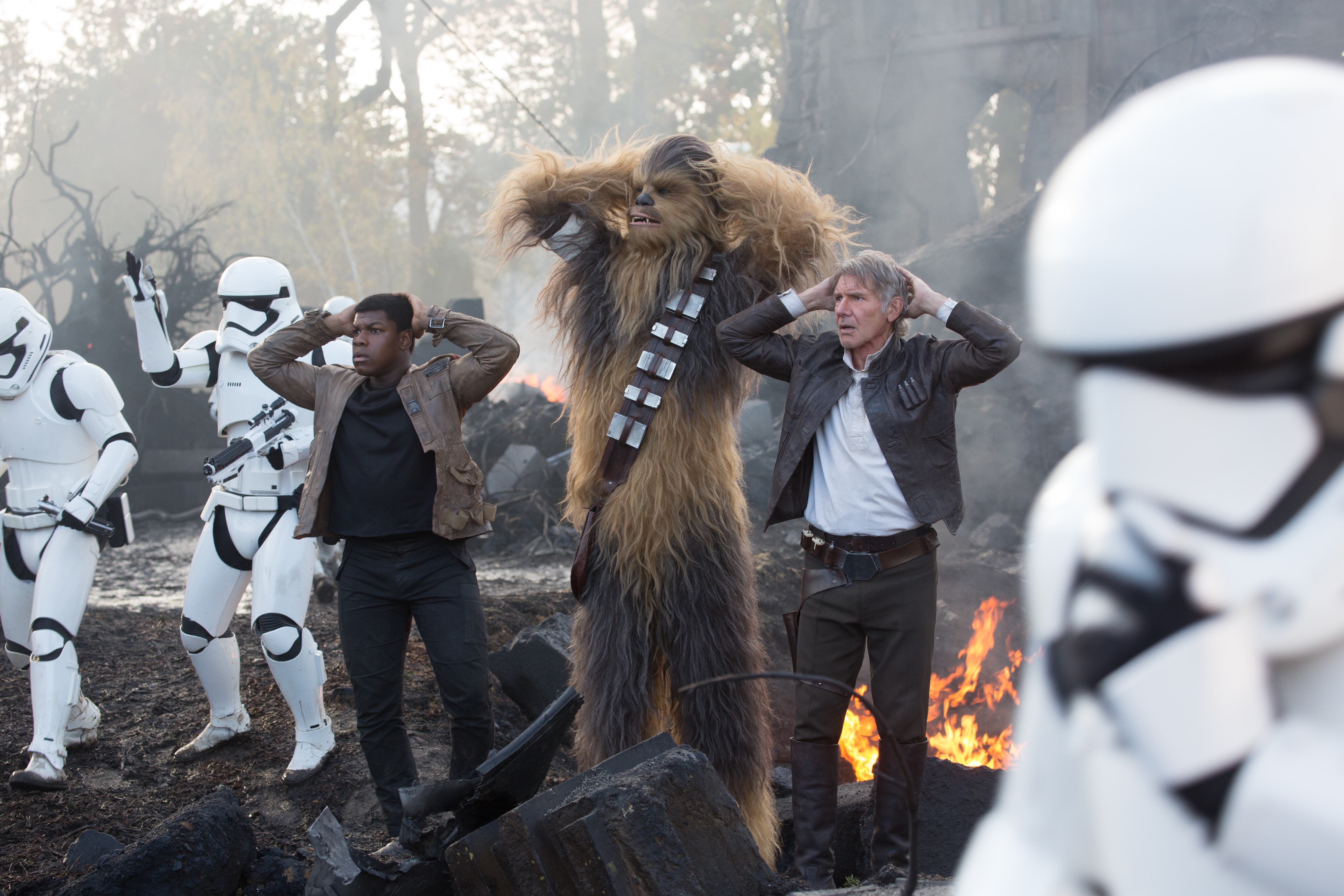 Chewbacca Finn Star Wars Han Solo Harrison Ford John Boyega Star Wars Star Wars Episode Vii The Forc 5760x3840