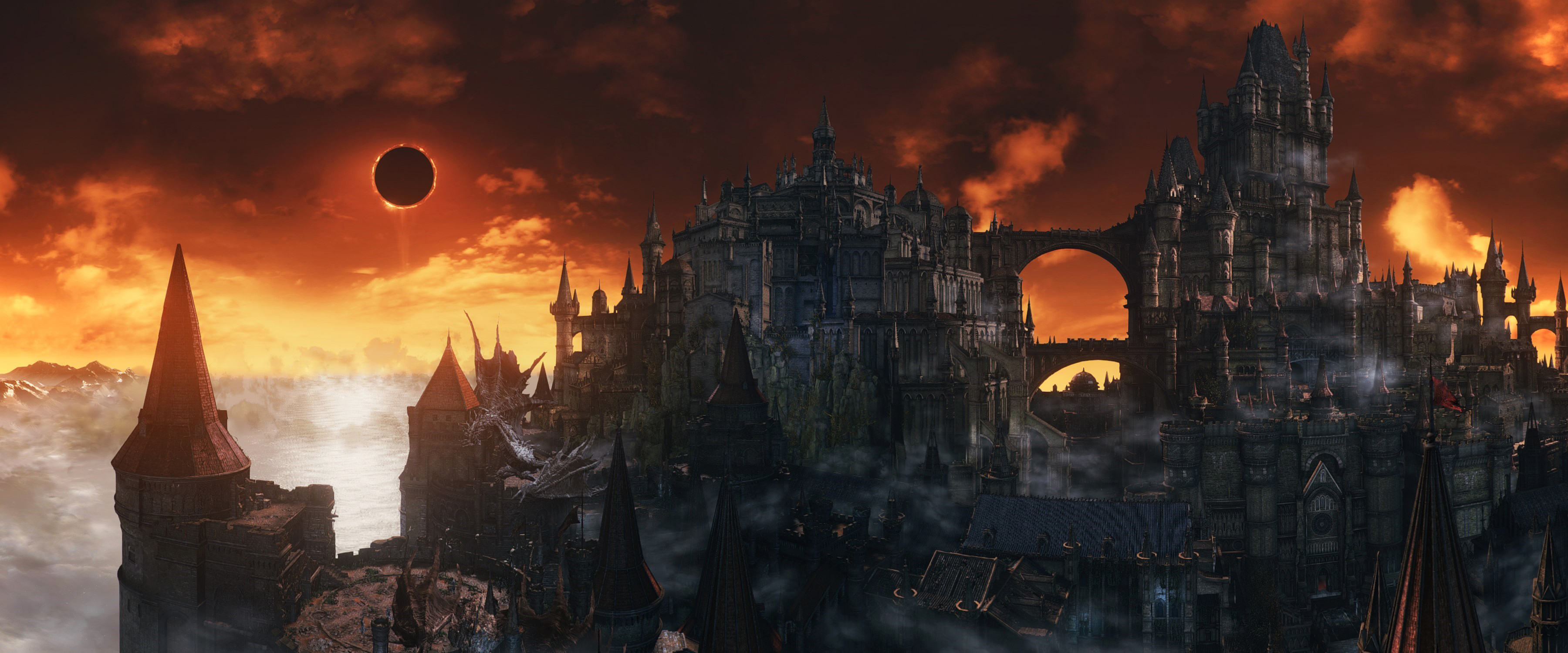 Castle City Dark Souls Iii Dragon Eclipse 3600x1500