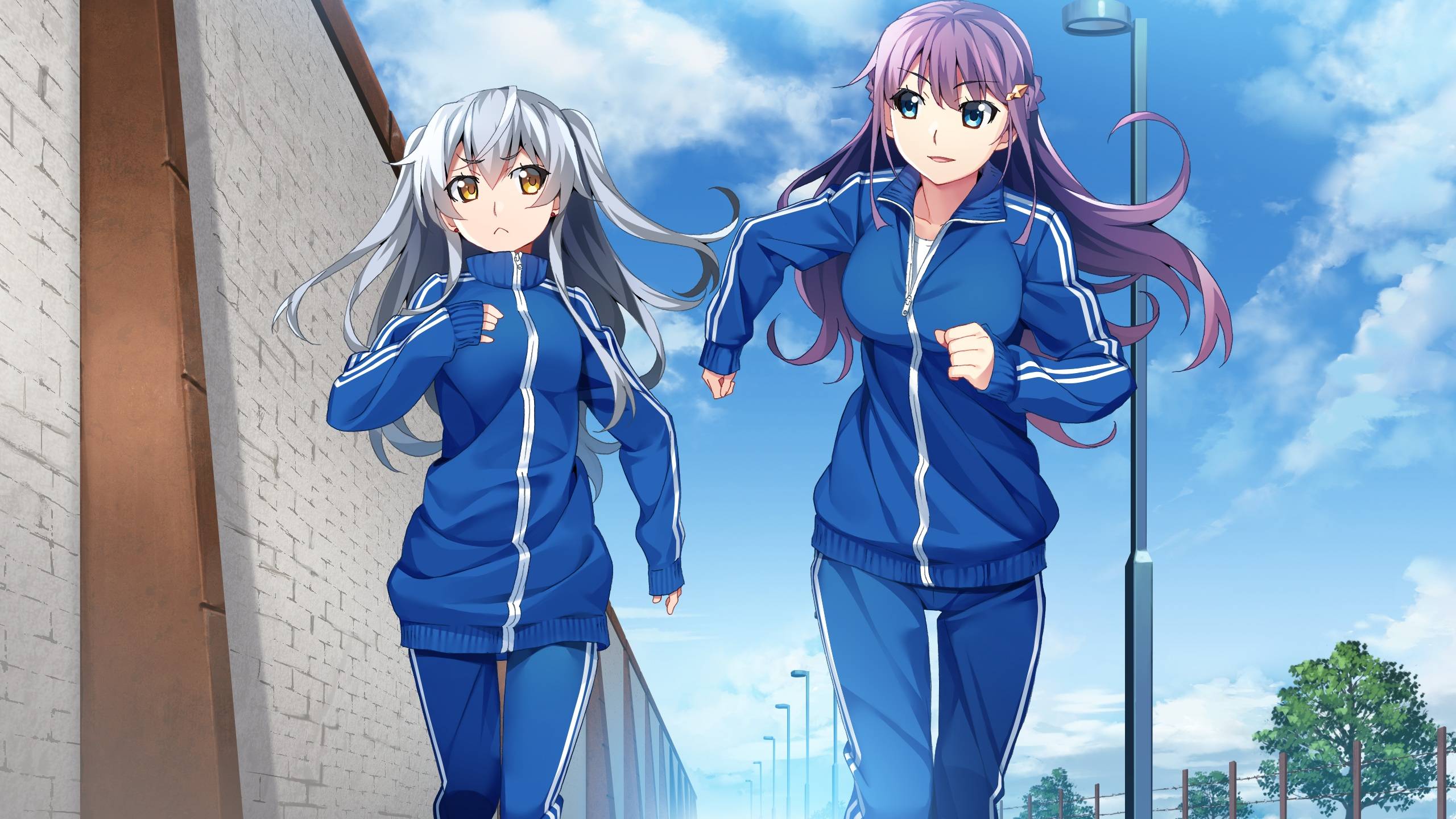 Sportswear Exercise Sky Anime Girls Anime Running 2560x1440