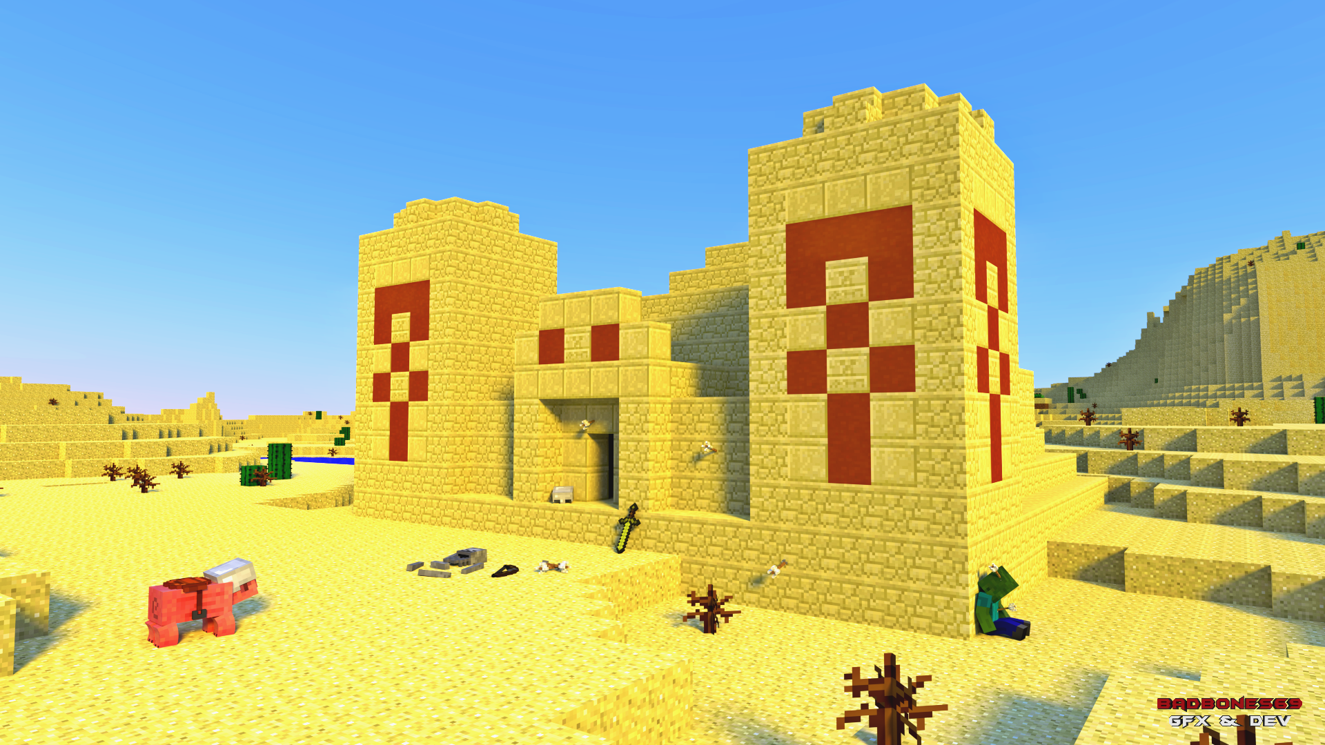 Desert Minecraft Pig Temple 1920x1080