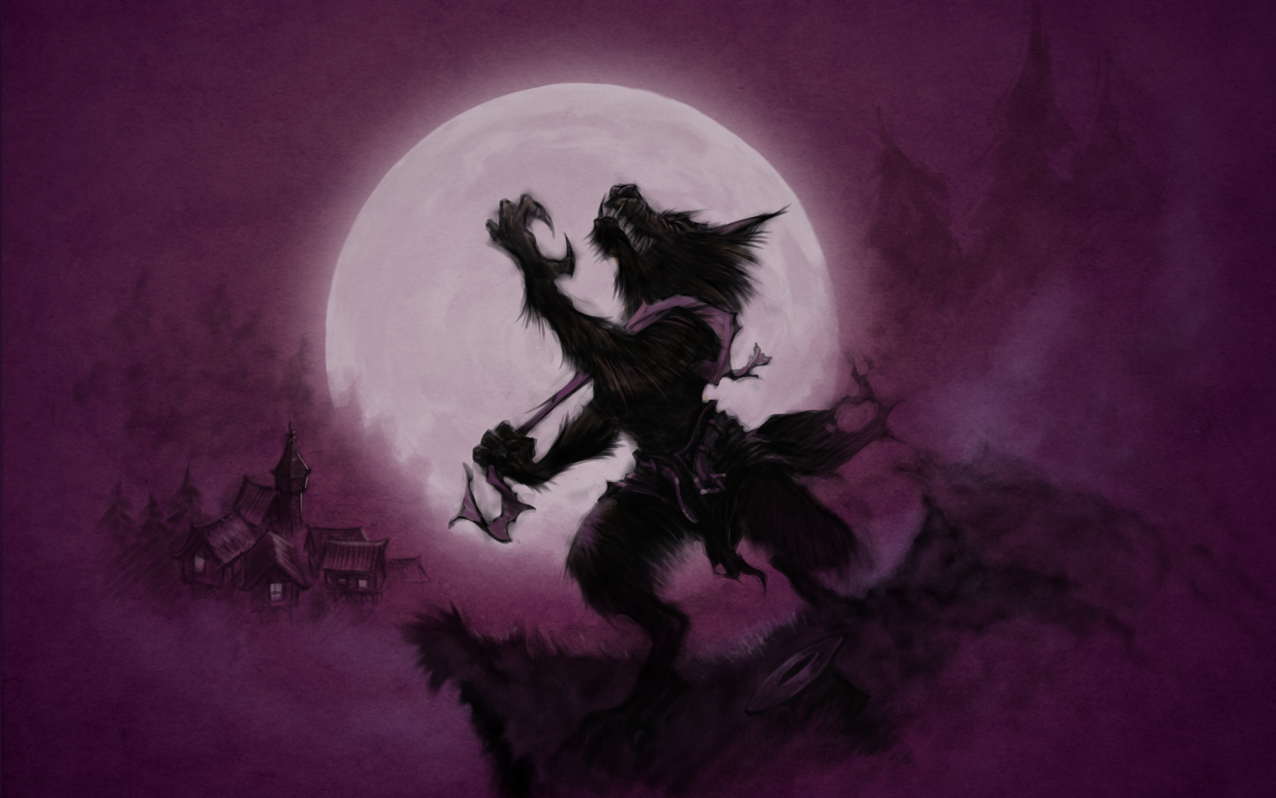 Fantasy Moon Village Werewolf 2560x1600