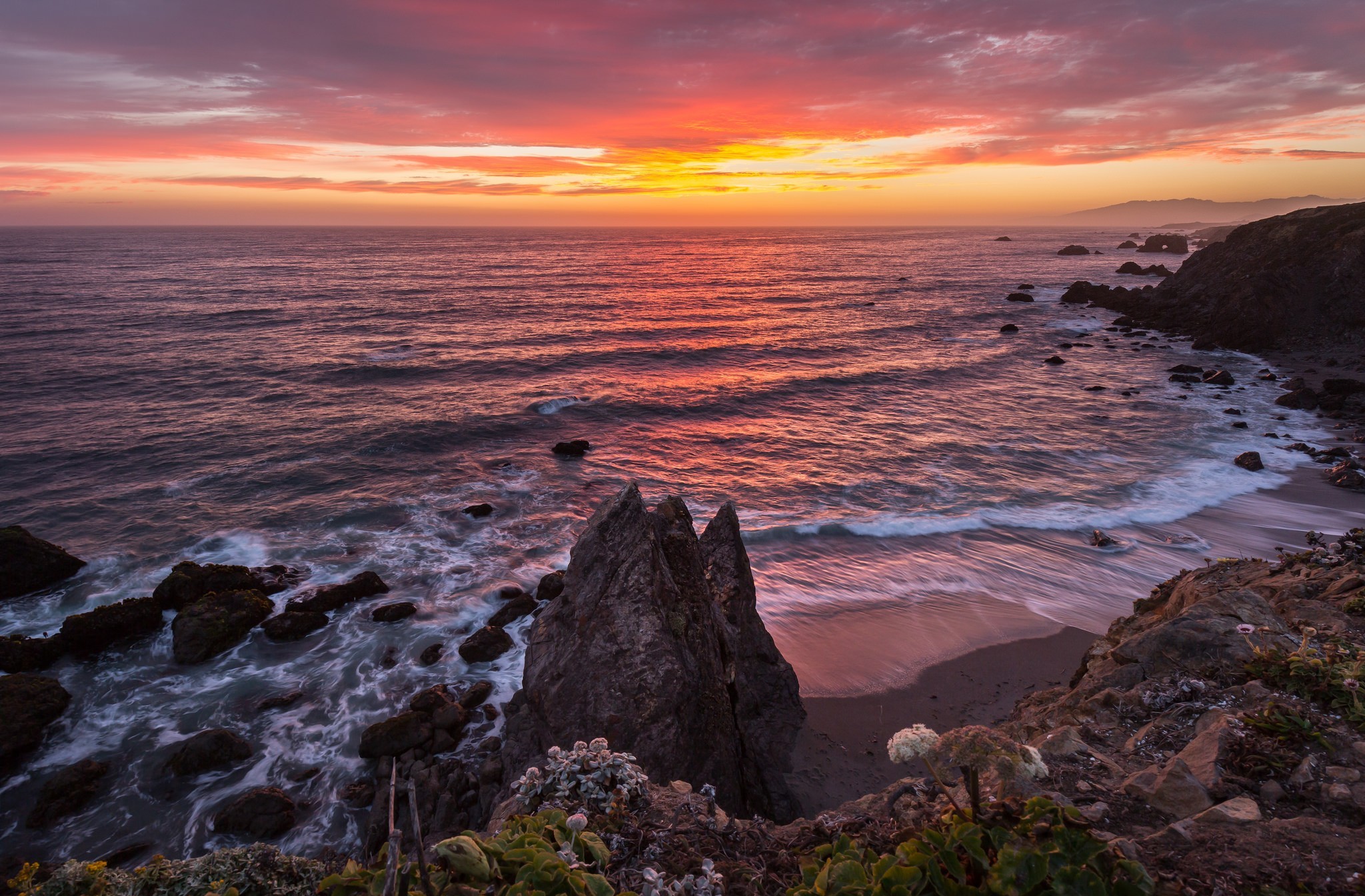 Cloud Coastline Rock Seashore Sunset 2048x1345